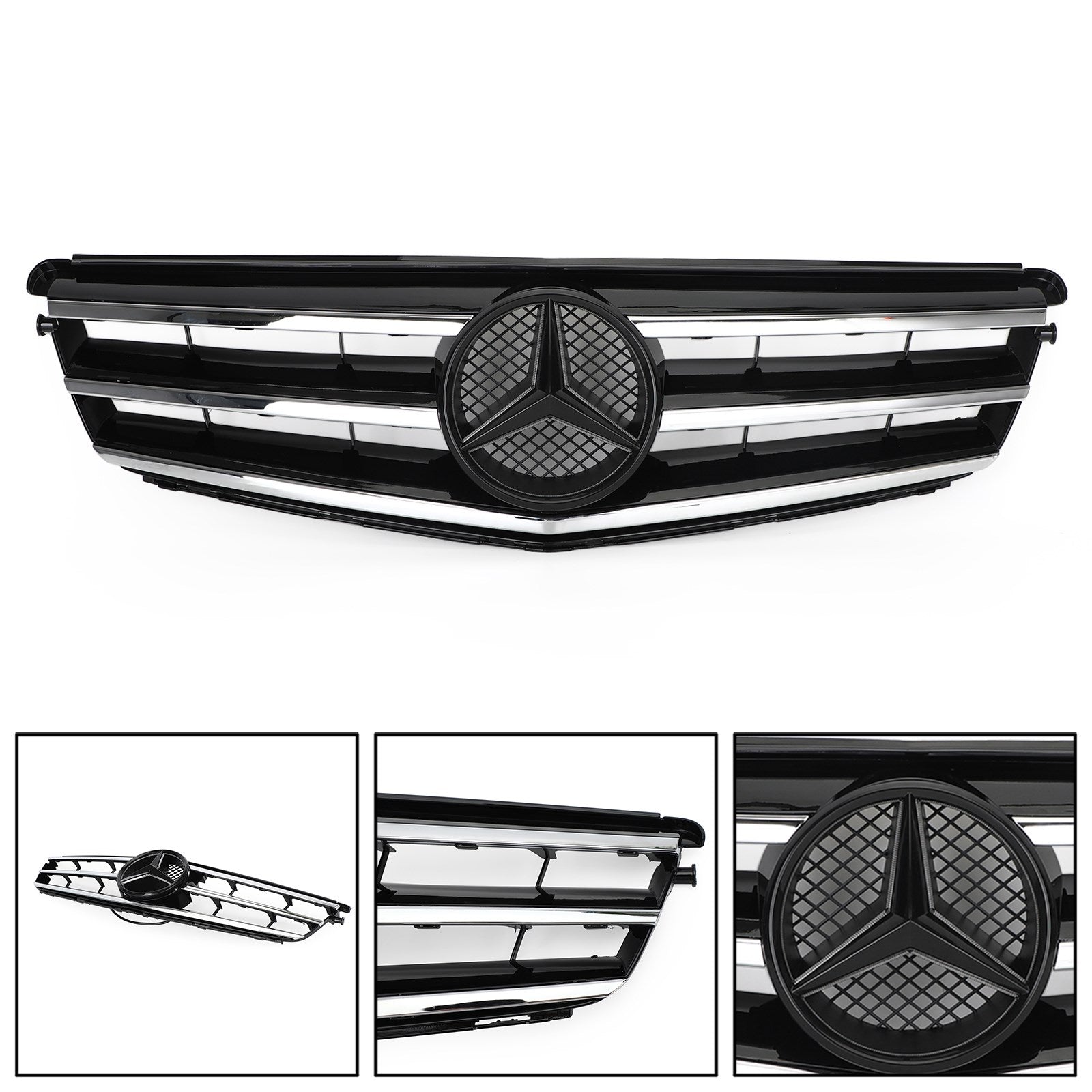 Grille de calandre avant LED noire chromée pour Benz Classe C W204 C300 C350 2008-2014 générique