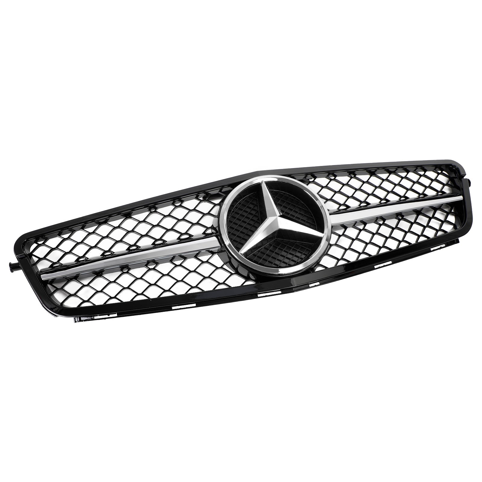 2008-2014 Classe C Benz W204 C300 C350 ABS Grille de pare-chocs avant Noir brillant Chrome