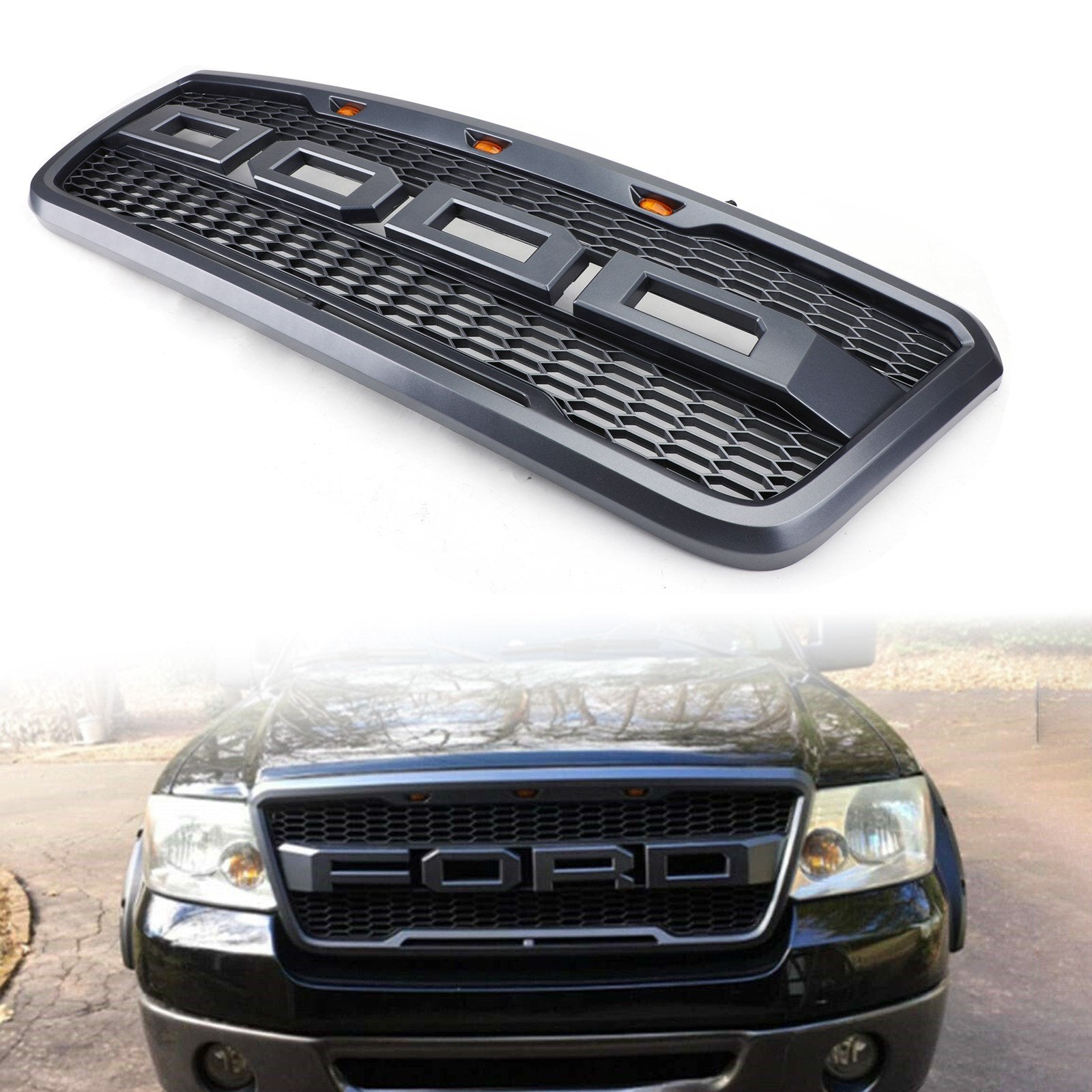2004 F150 Grille de rechange pour grille de capot en maille avant Ford Style Raptor avec LED générique