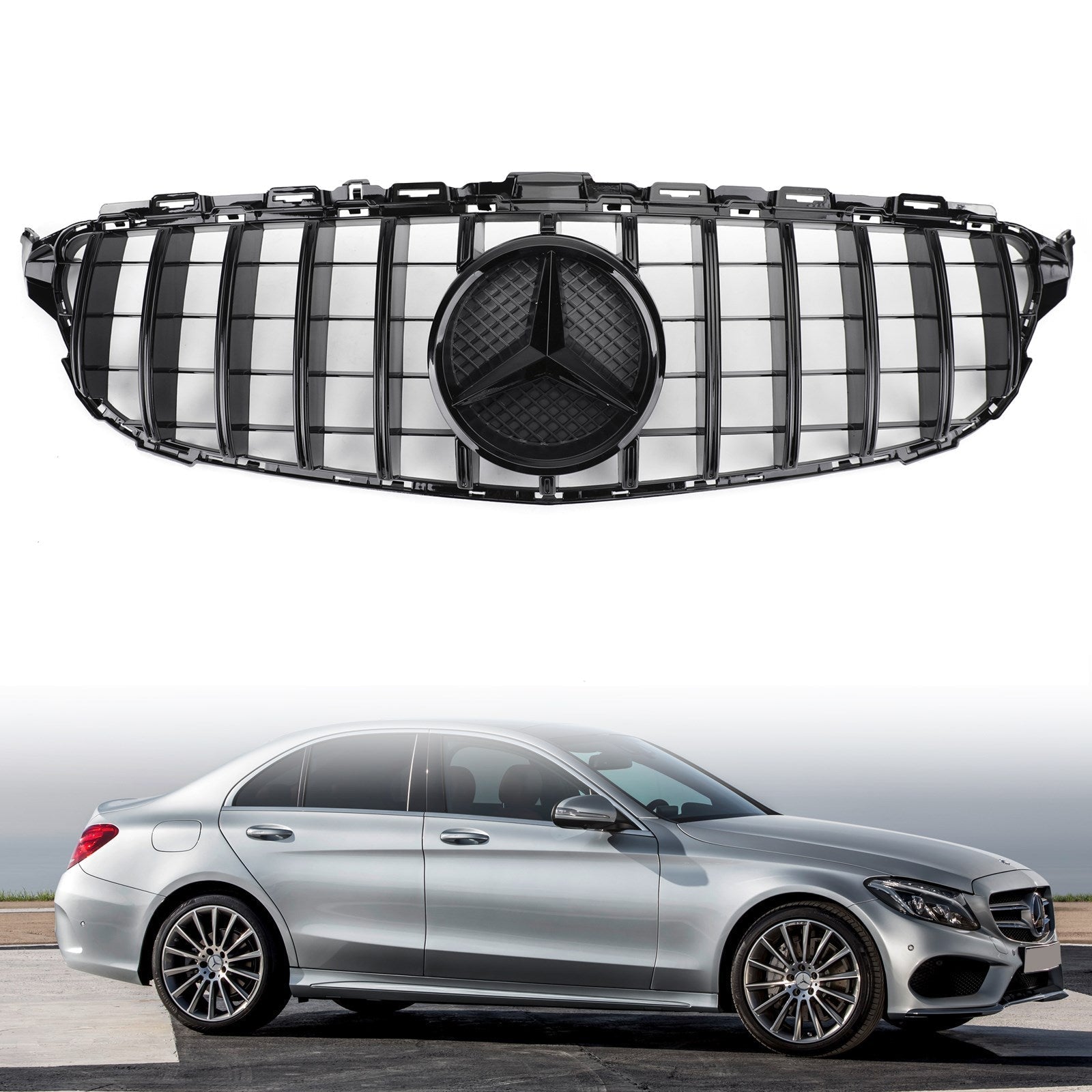 W205 C250 C300 C43 GTR 2015-2018 Mercedes Grille de pare-chocs avant Grille de remplacement Générique