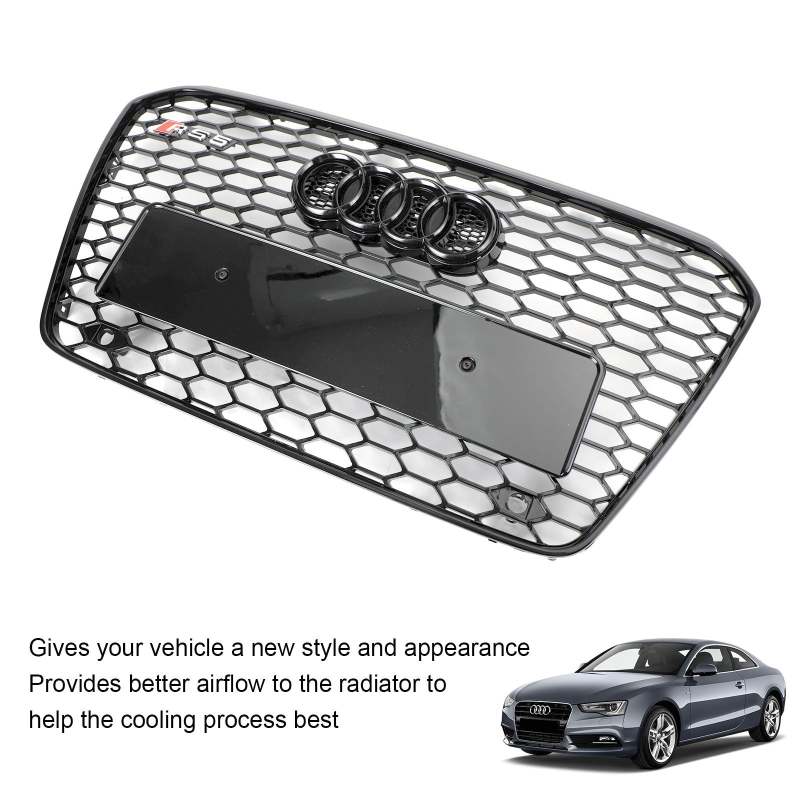 Grille de pare-chocs avant en maille nid d'abeille Style RS5 pour Audi A5 S5 B8.5 2013-2016