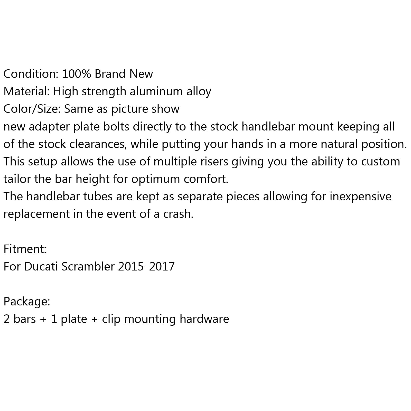 CLIPON CNC Prilagoditvena plošča in 22 mm komplet za krmilo za Ducati Scrambler 2015-2017 generic