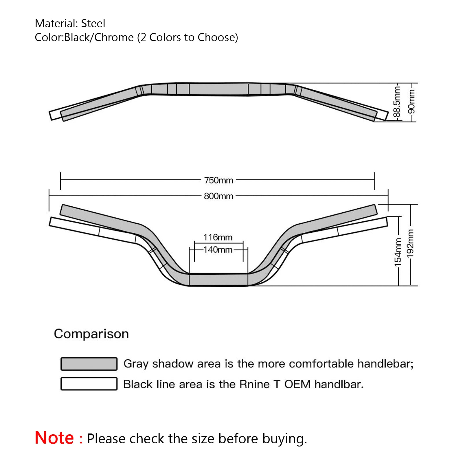 Motocikel krmilo 7/8 22 mm High Trail Bar za BMW R devet T 2017 2018 generic