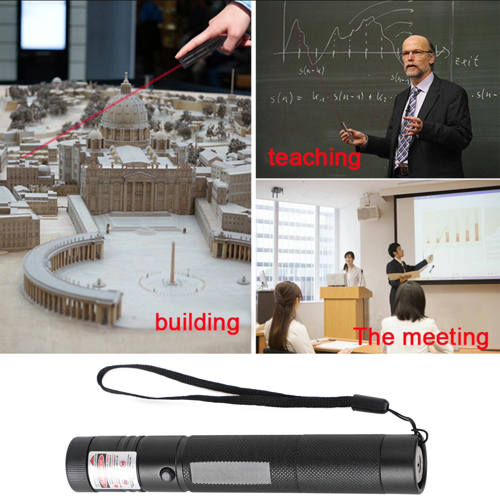 Ladattava 900 mailin punainen/vihreä laser -osoitin kynä 650 nm/532nm näkyvä palkki