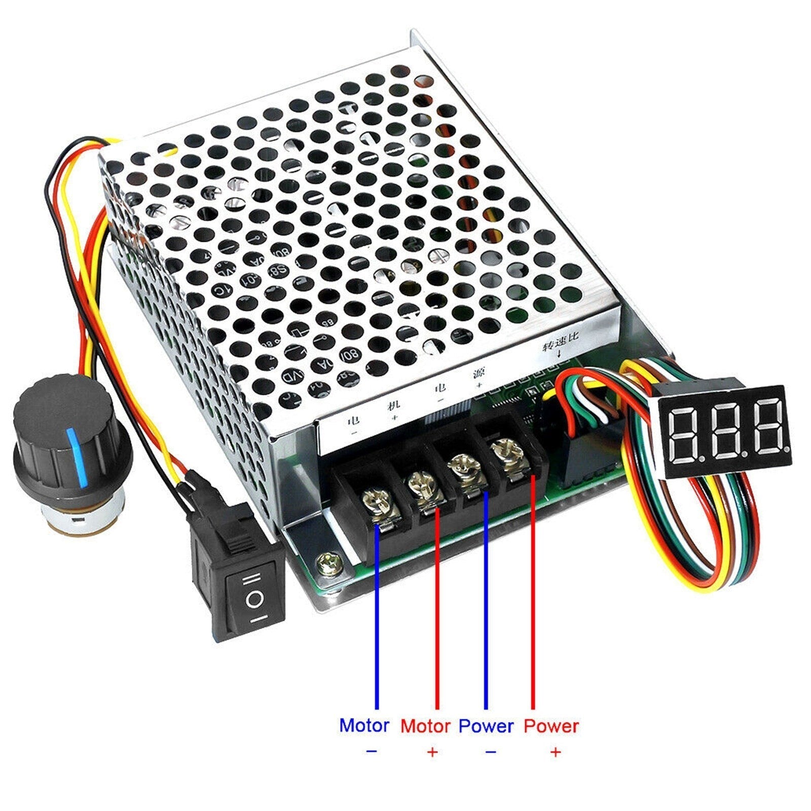 Regolatore di velocità motore CC 10-55V MAX 60A PWM CW CCW Reversibile 12V 24V 36V