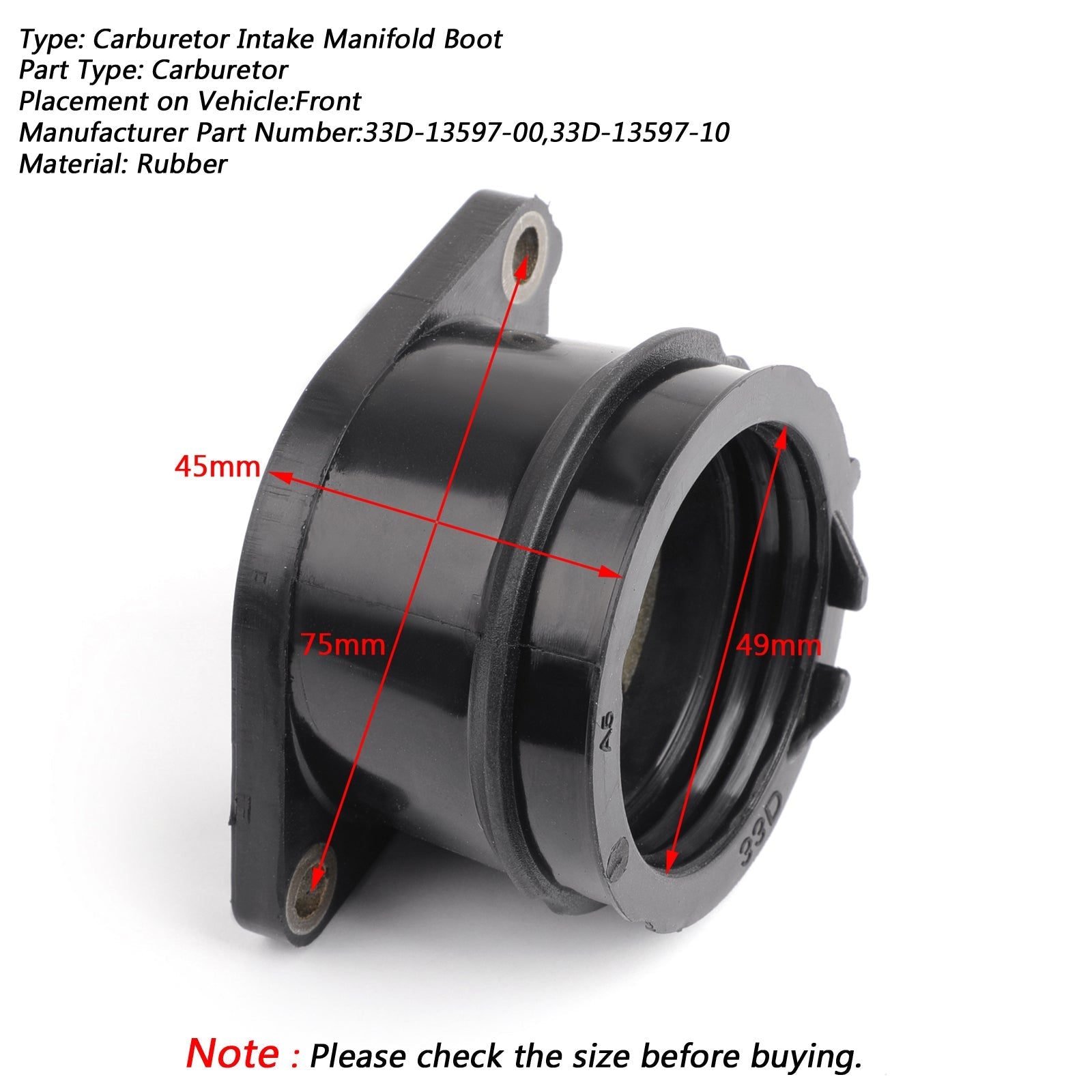 Gumowy korpus przepustnicy kolektora dolotowego dla Yamaha YZ450F 10-17 WR450F 2016 Generic
