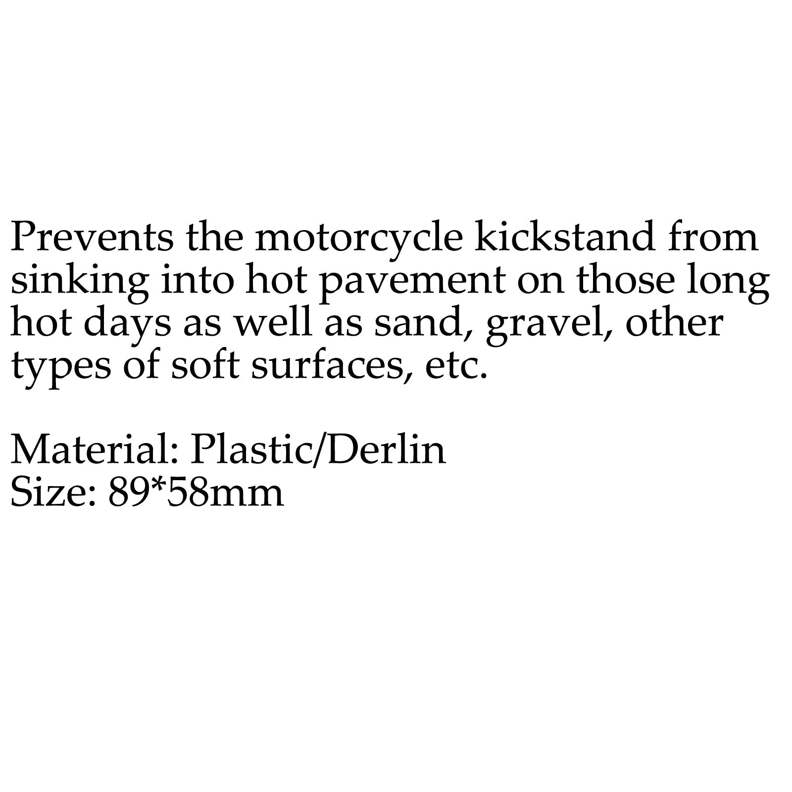 Placa de soporte de motocicleta de plástico de repuesto, almohadilla de soporte de motorista, color negro genérico