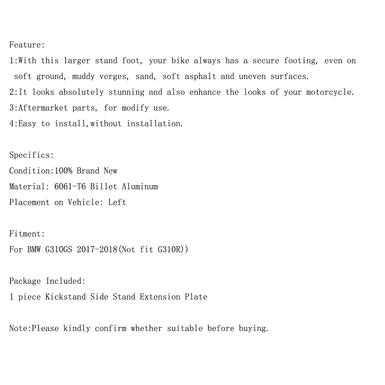 Conded Sted Chift Chift Chip Supply Chip CNC BMW G310GS 2017-18 Genericille