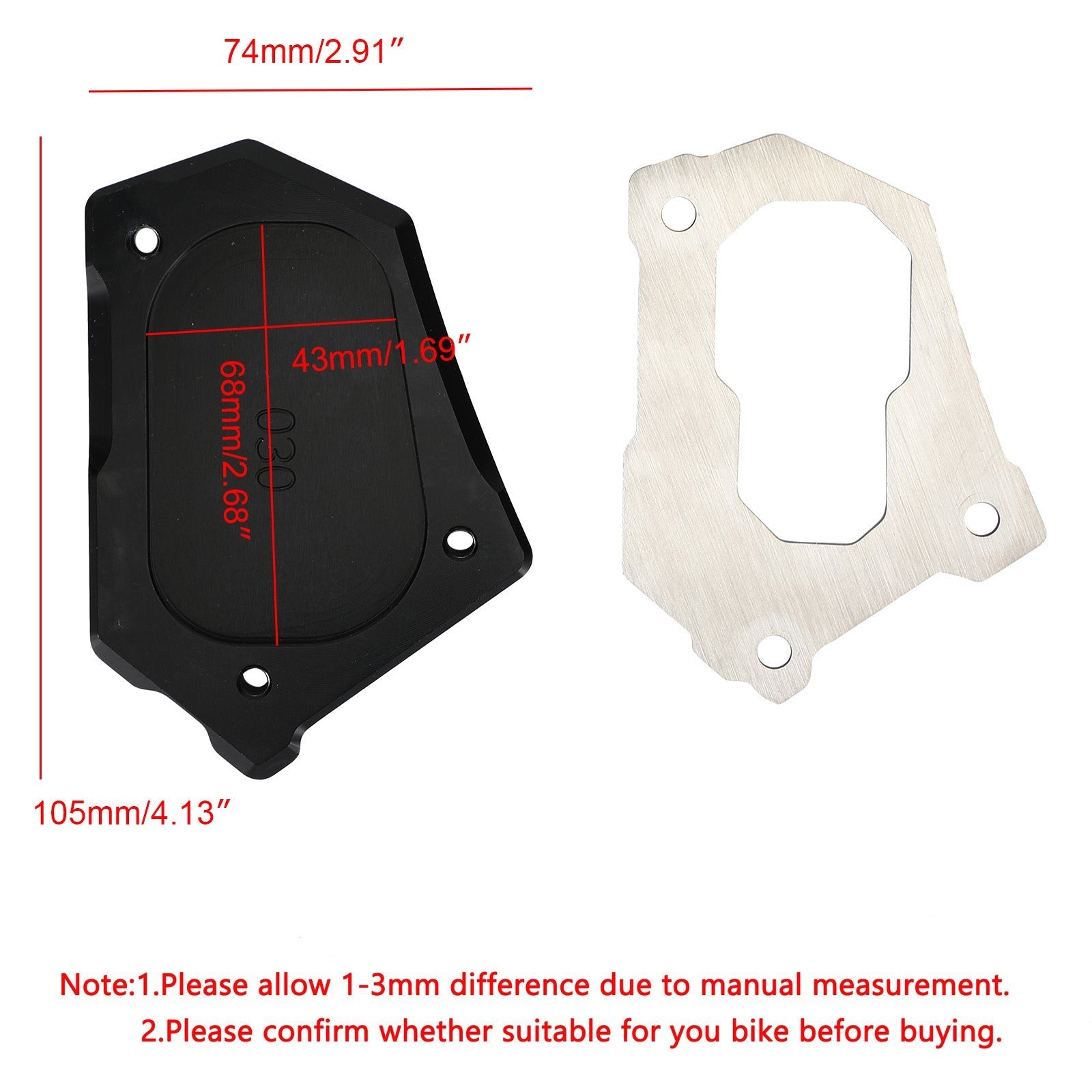 Plaque d'agrandisseur de béquille d'extension de support latéral CNC pour BMW R1200GS ADV LC 14-16 générique