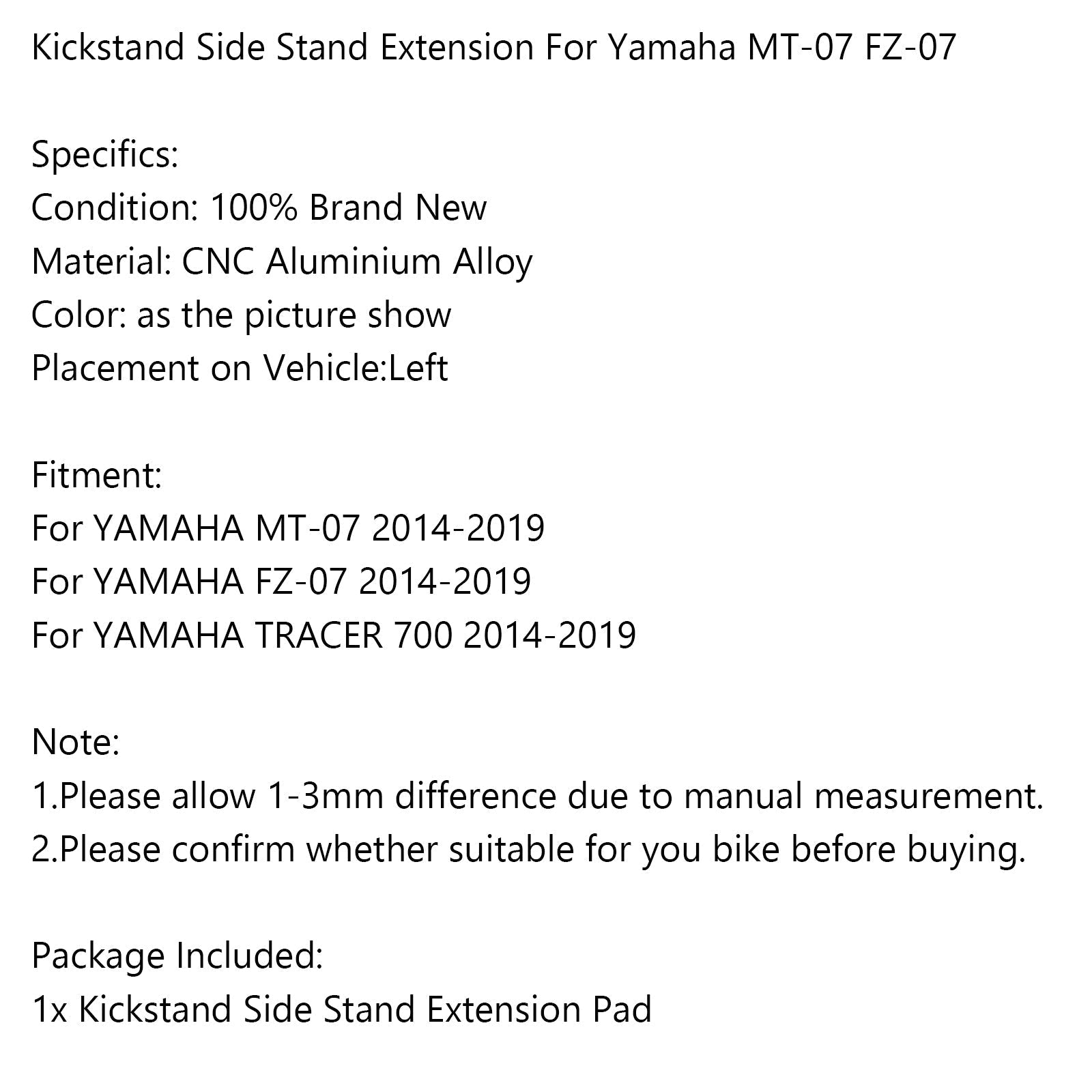 CNC Boczne cytaty płytki powiększającej kulę dla Yamaha MT-07 F-07 Tracer 700 14-19 Generic