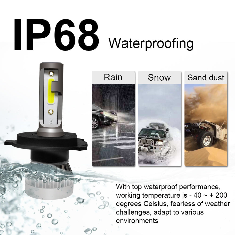 2 pezzi H4/HB2/9003 LED Lighthouse 36W 8000lm Bulbs Kit CoB High/BAS 6000K GEMA GENERICO