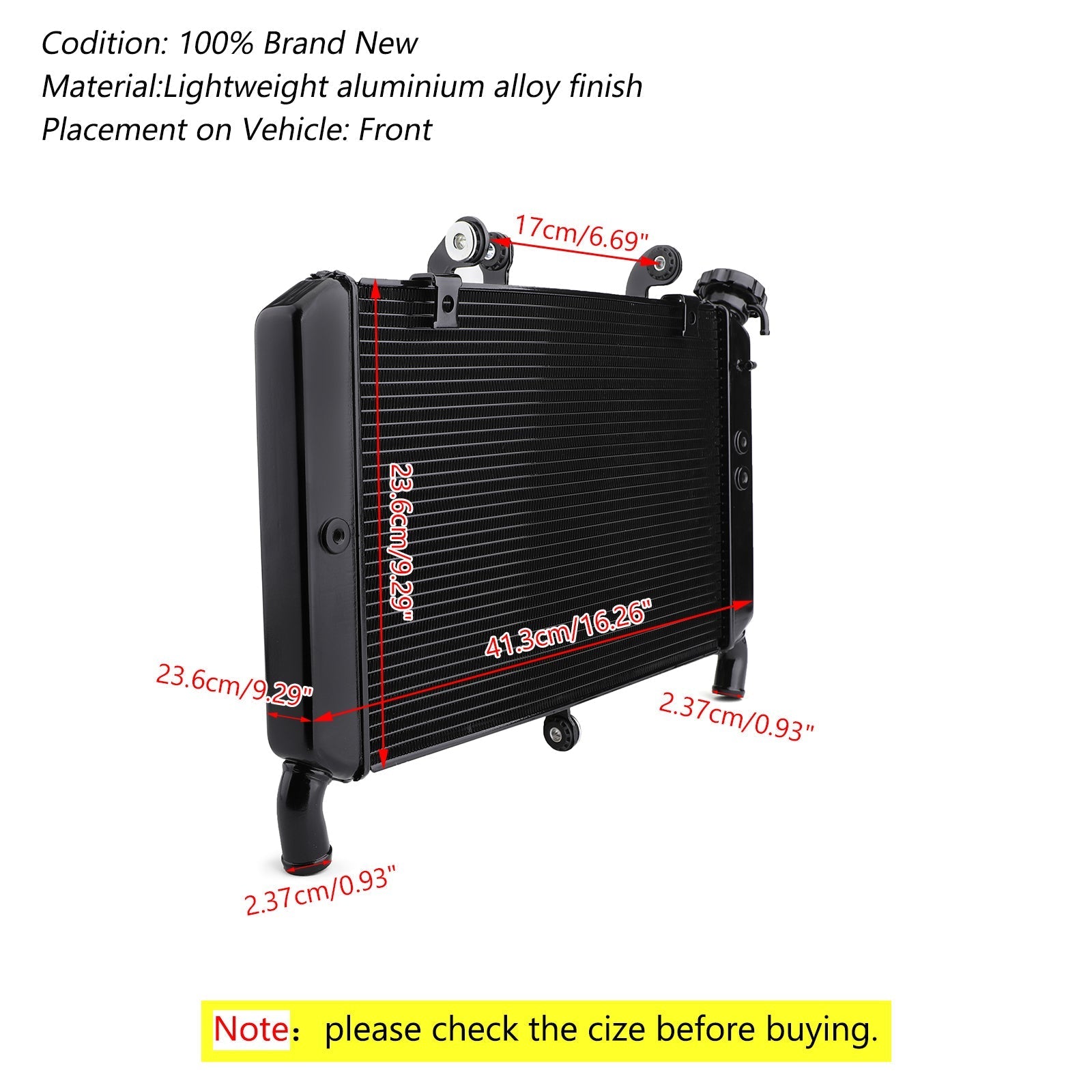 Radiateur de refroidissement de refroidisseur de remplacement de moto pour Yamaha MT-09 FZ09 2014-2016 générique