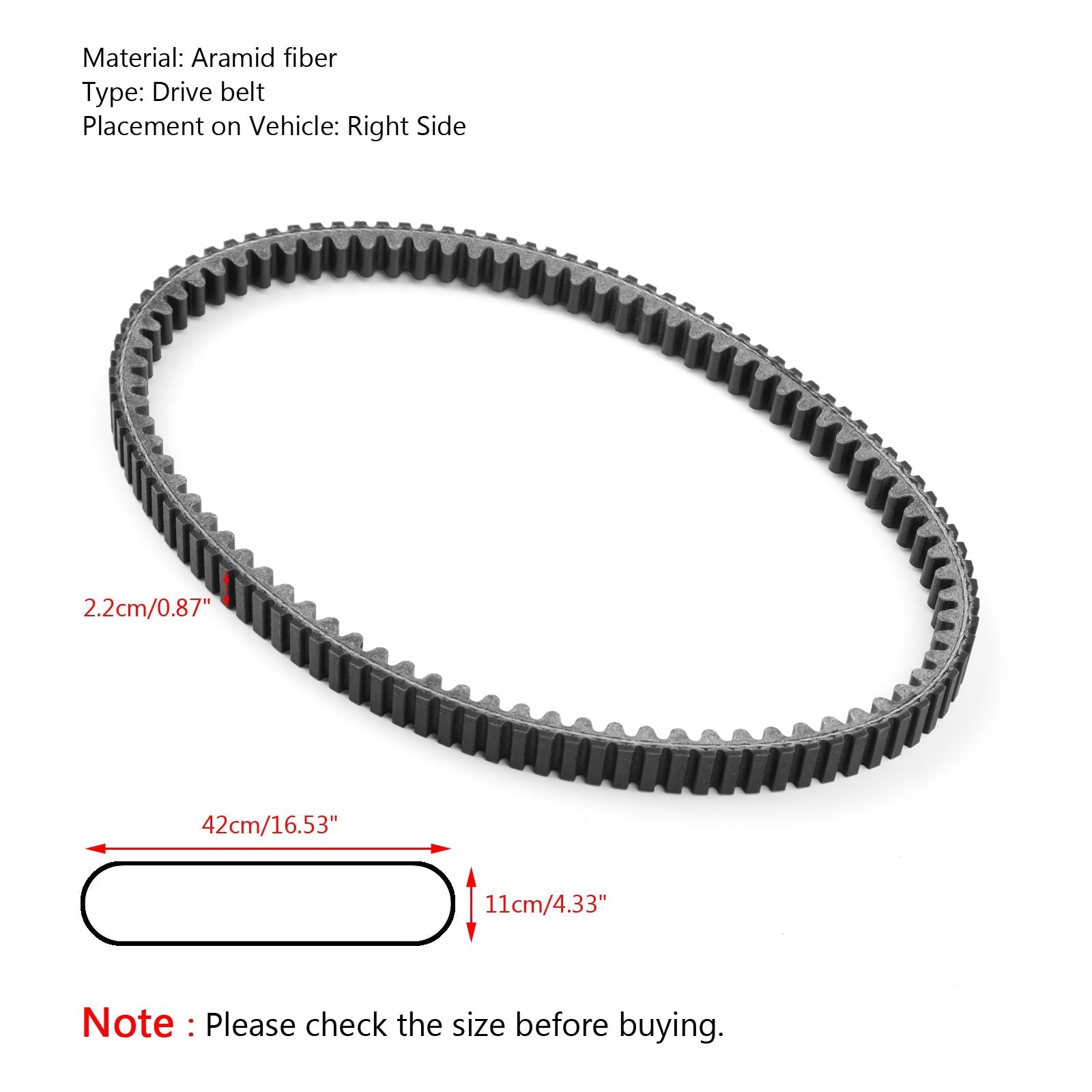 Aandrijfriem voor Aprilia Sportcity Cube 250 300 Piaggio BEVERLY 250 300 B013360 Generiek