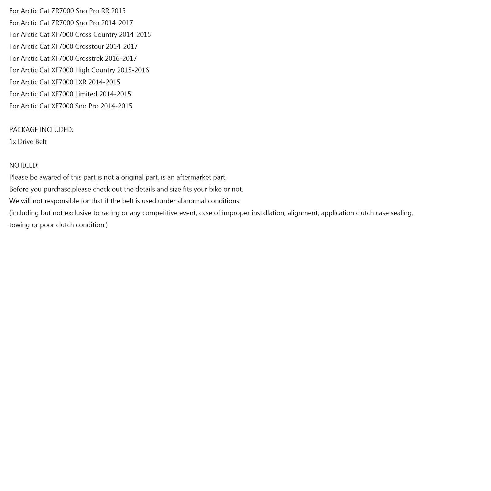 Courroie d'entraînement 1119OCx36W pour motoneige Arctic Cat ZR XF M PTA 7000 14-17 0627-070 générique