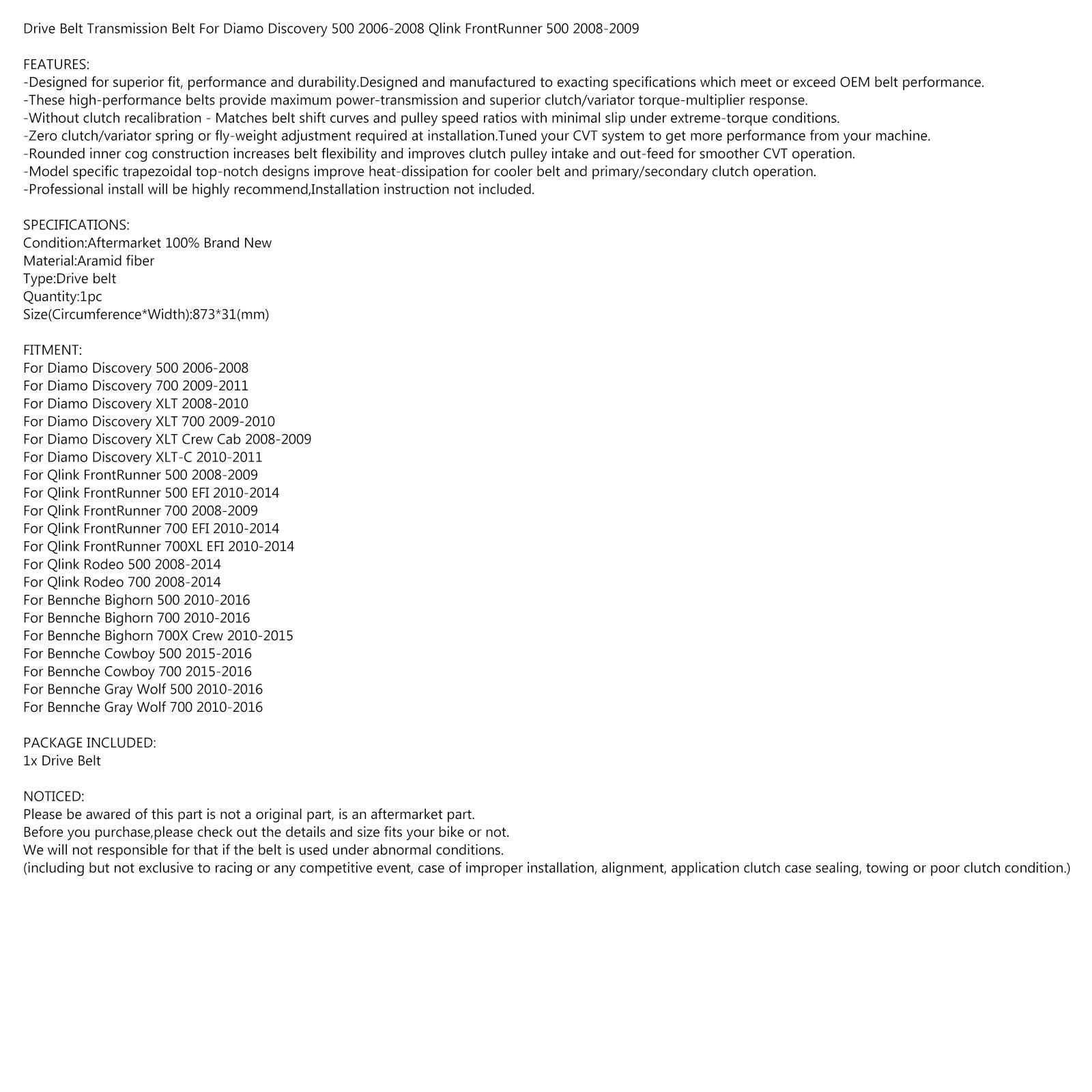 Vetohihna Diamo Discovery 500 06-08 FrontRunner 500 700 08-09 Rodeo 500 Generic