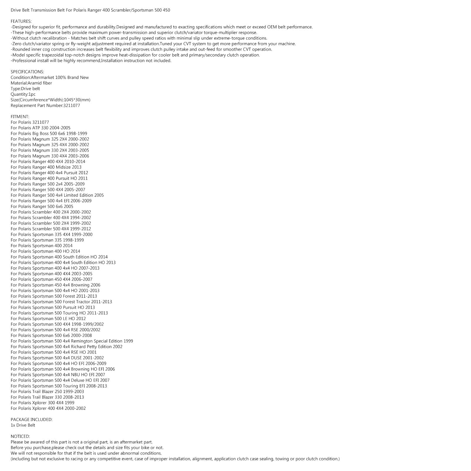 Vadbeni pas 3211077 za Polaris Ranger 400 500 4x4 Sportsman 335 Xplorer 300 generic