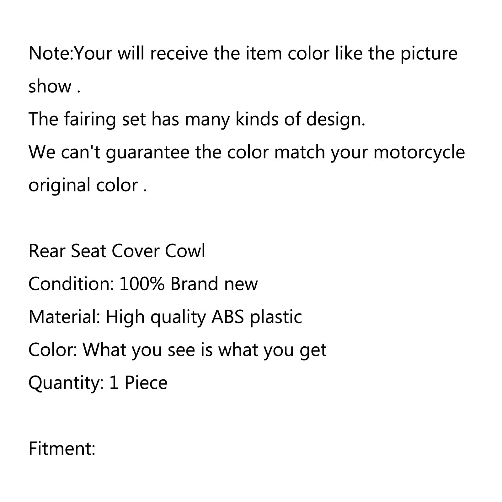 Capot de couverture de siège arrière en plastique ABS pour Suzuki 2017-202018 SV650 générique