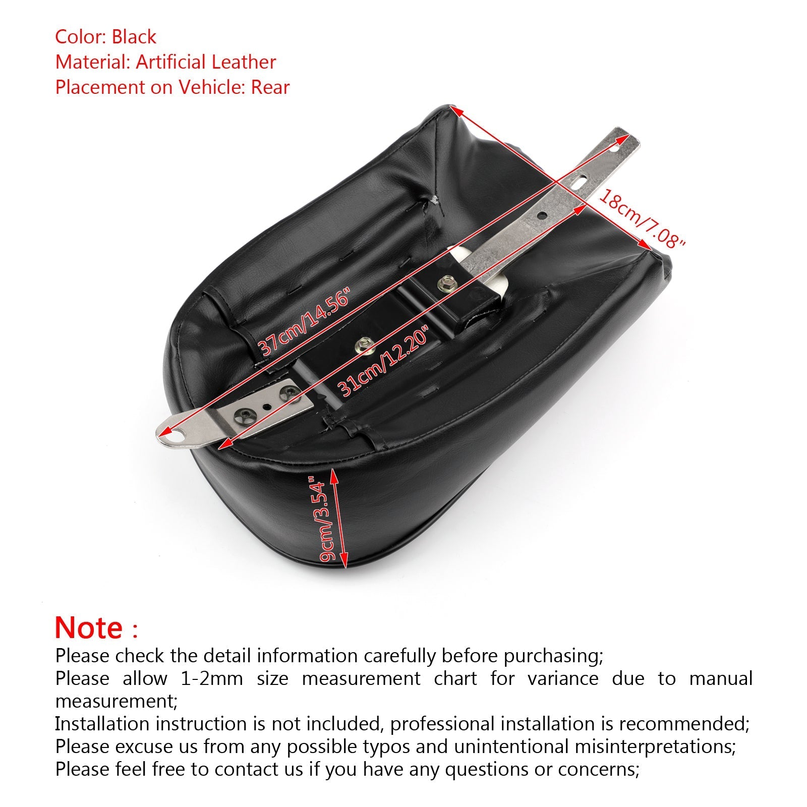 Sedile passeggero posteriore nero per Sportster Iron 883 XL883N 2016 2017 Generic