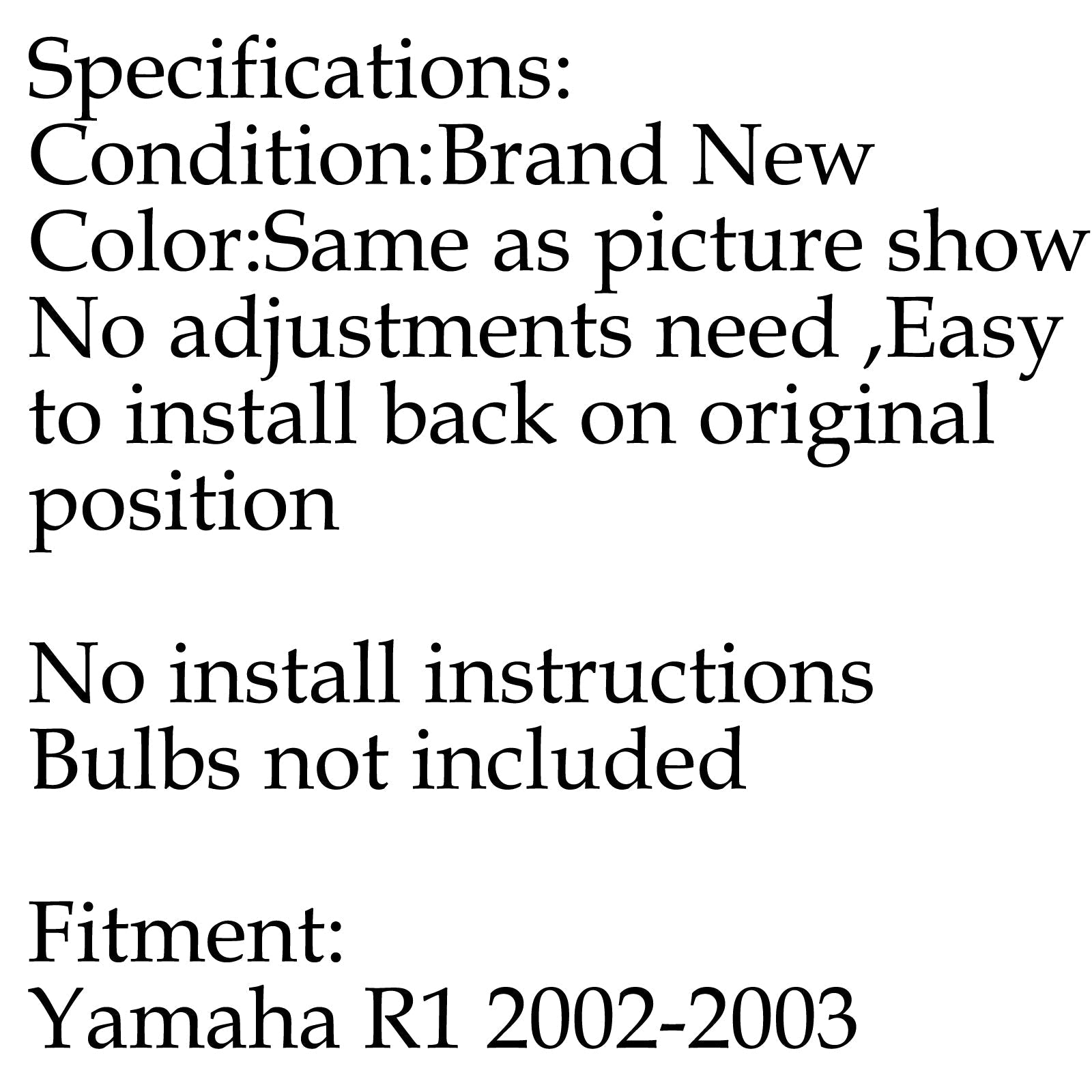 Sklop sprednjega žarometa za Yamaha YZF 1000 R1 2002-2003 Generic