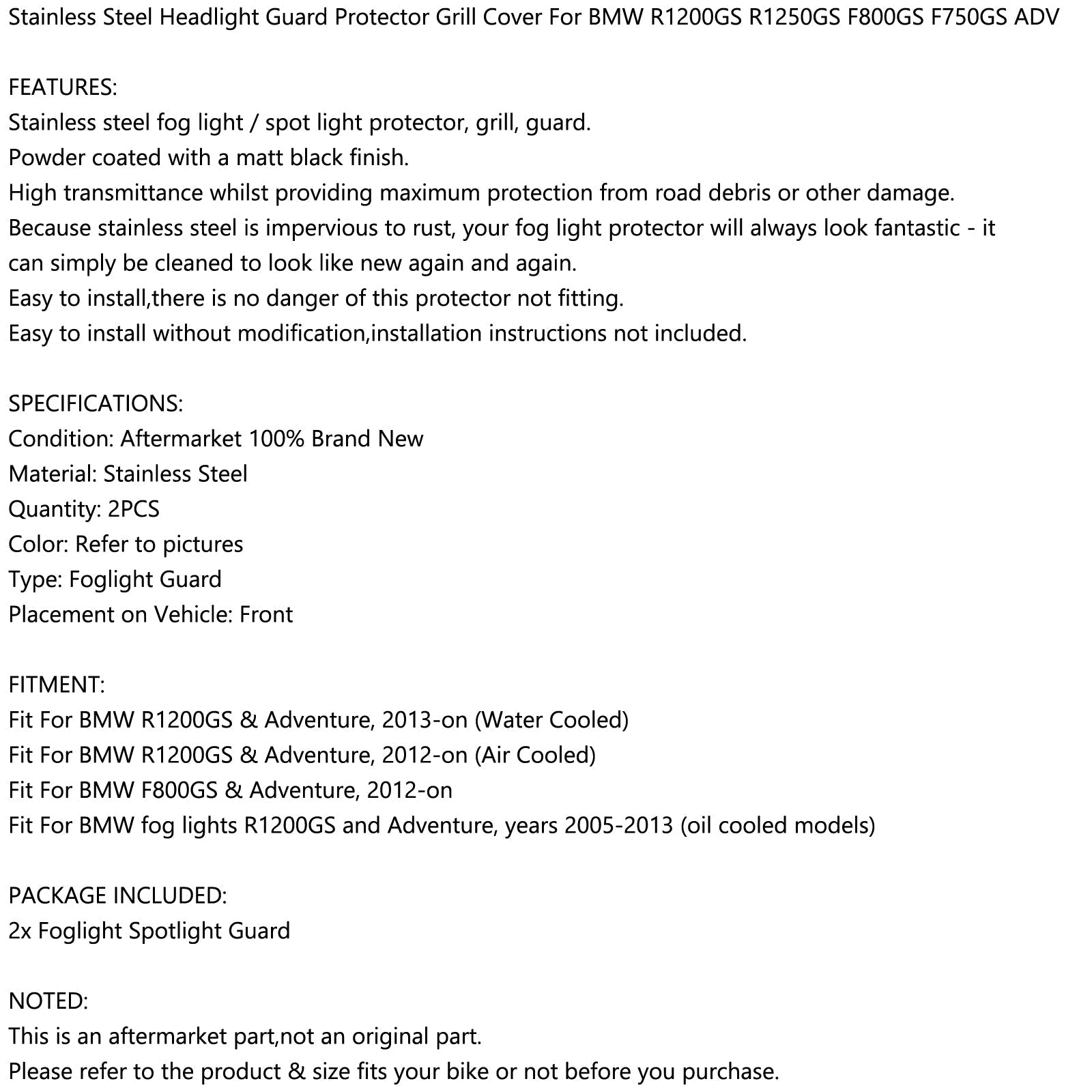 Motorcycle Protector Guards Cover Mistlampen voor BMW R1200GS F800GS/ADV Generiek