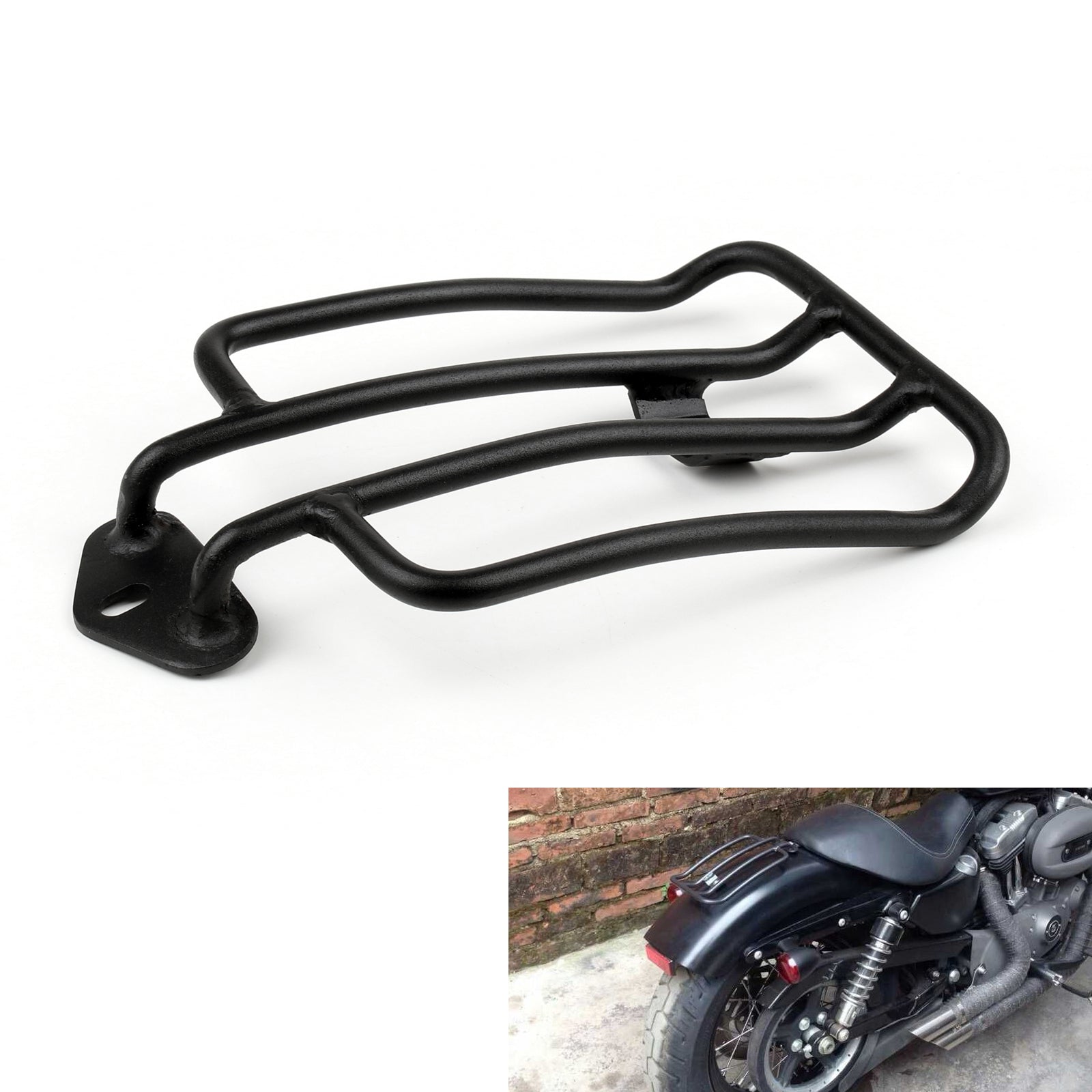 Black Solo Siege Raggage Rack z vijaki za Harley Sportster XL883 1200 2004-2016 Generic