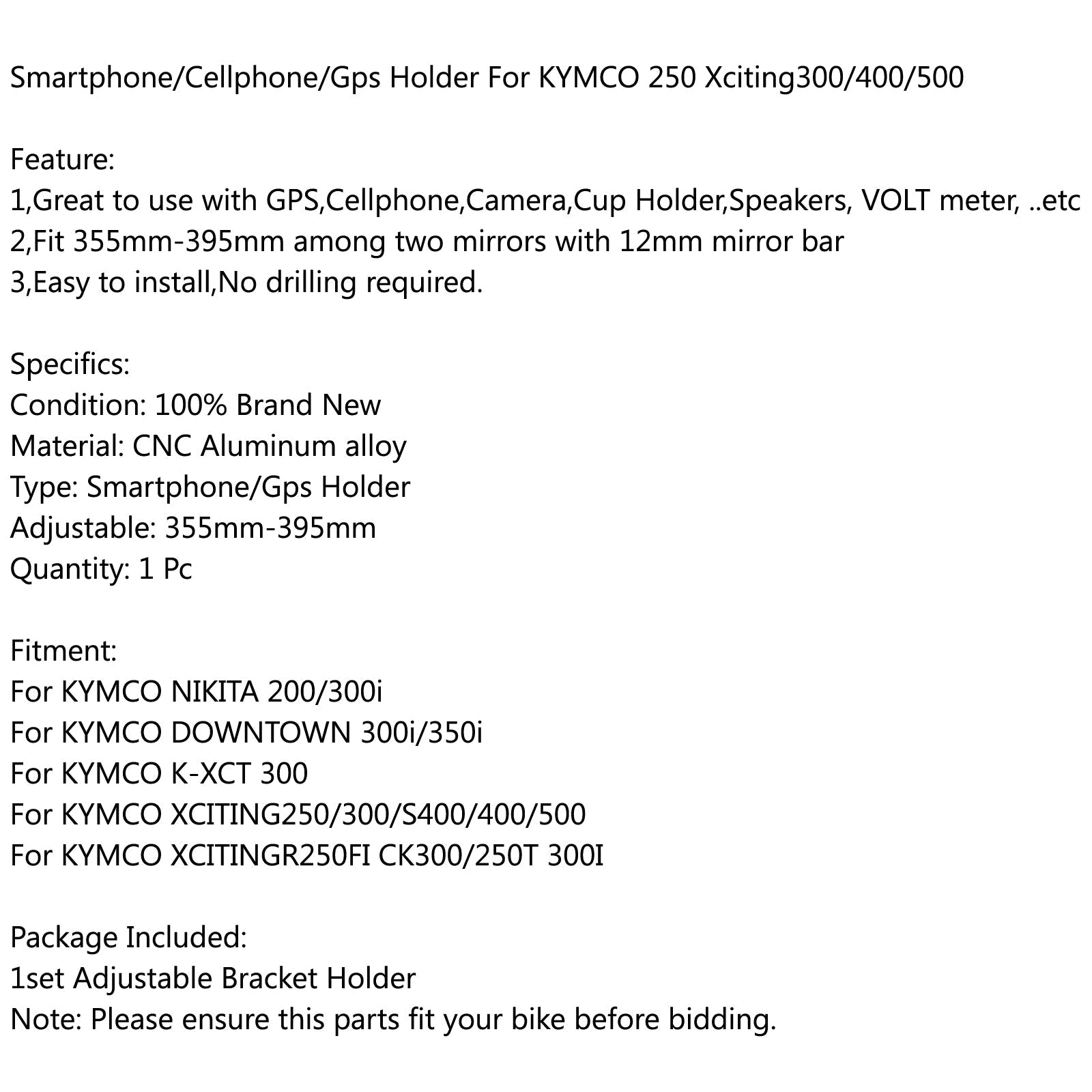 Soporte ajustable para smartphone/celular/Gps para KYMCO 250 Xciting300/400/500 generico