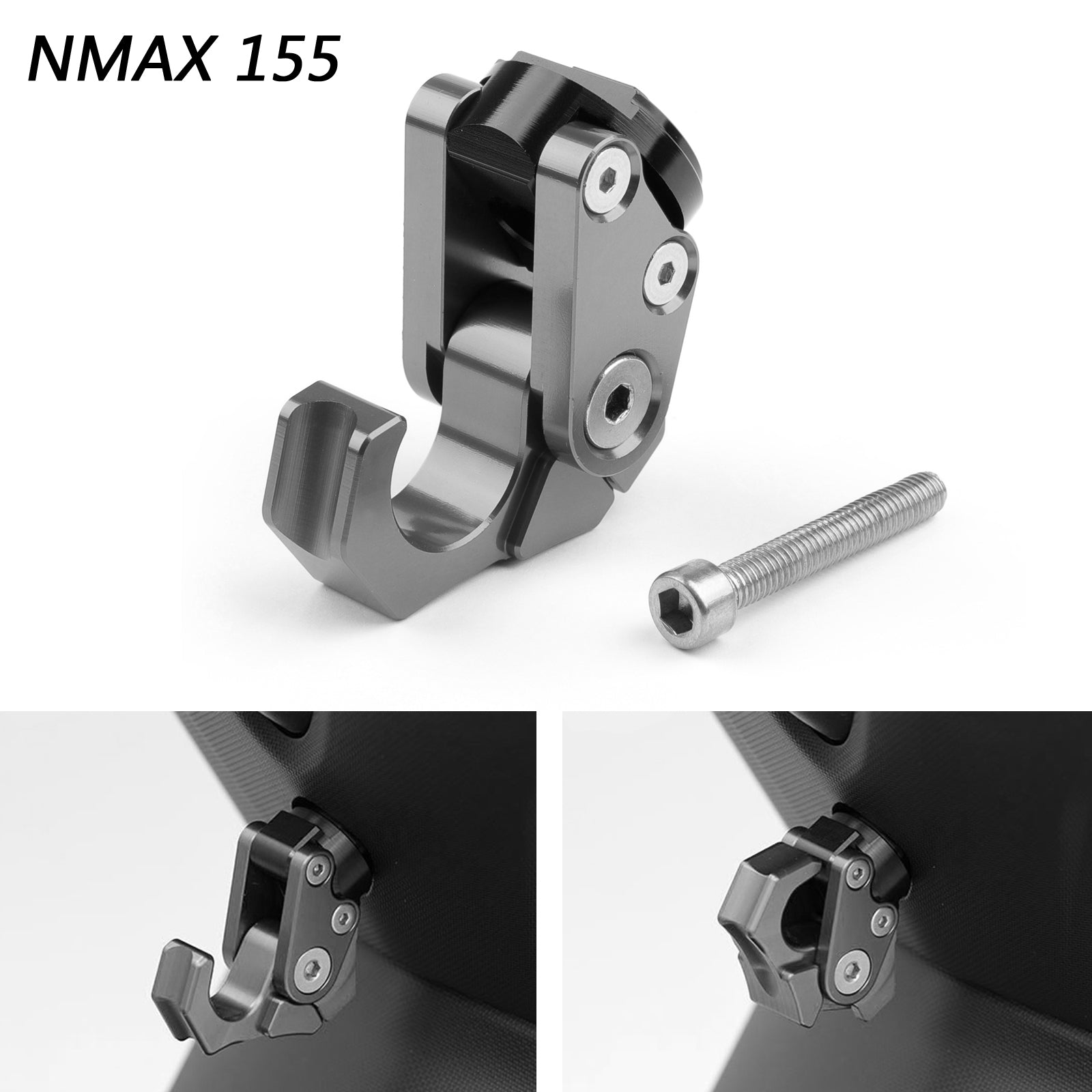 Gancio del supporto per elmetto di trasporto in lega di alluminio CNC per Yamaha Nmax 155 Generico