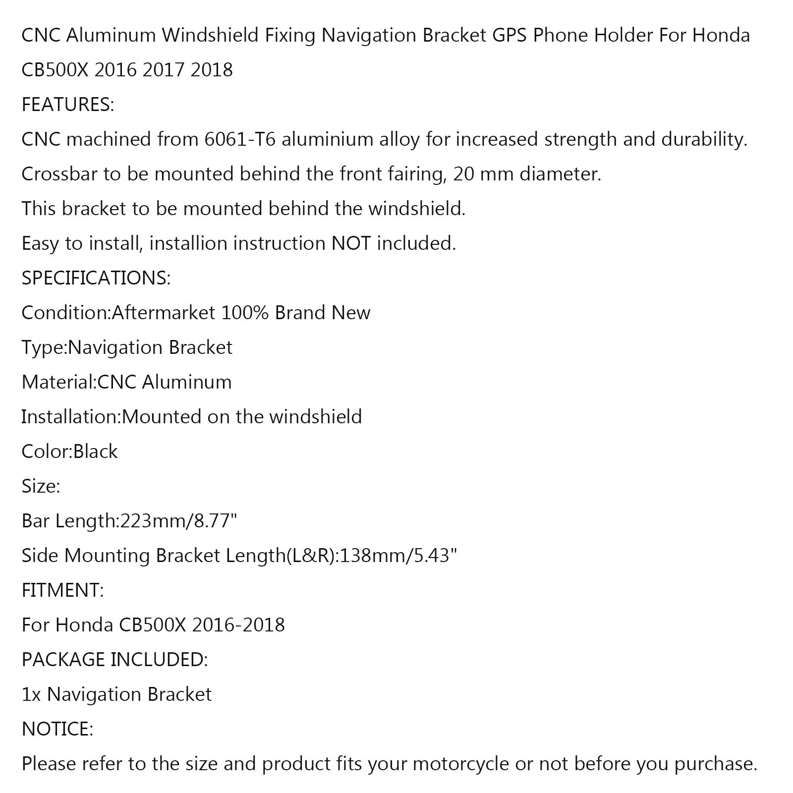 GPS/pametna navigacijska podpora za Honda CB500X 2016 2017 Generic