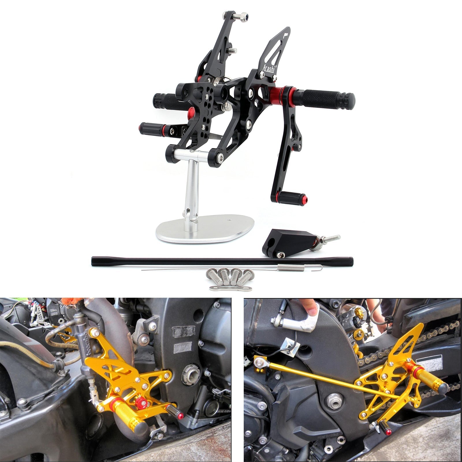 Pacchetti poggiapiedi posteriori regolabili remoti per Yamaha YZF 1000 R1 2007-2008 generico