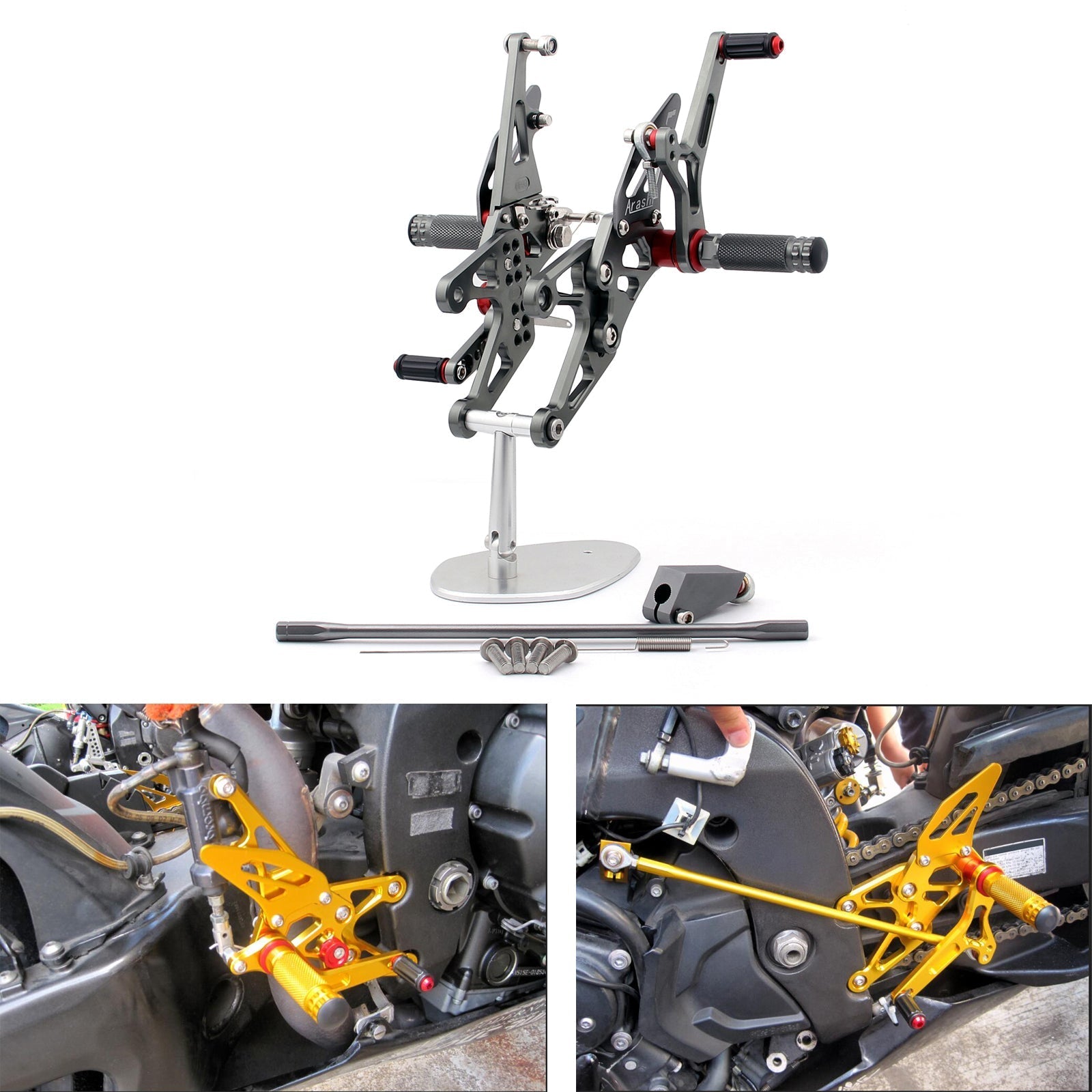 Pacchetti poggiapiedi posteriori regolabili remoti per Yamaha YZF 1000 R1 2007-2008 generico