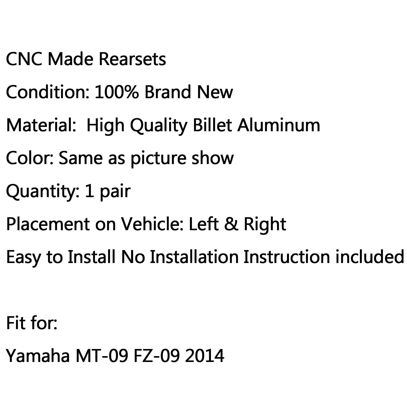 Regulowane stopy wyścigowe dla Yamaha MT-09 FZ-09 2014 Generic