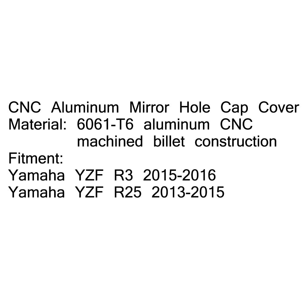 Cappuchon Cup Cover Specchio CNC per Yamaha YZF R3 2015-2016 R25 2013-2015 Generico