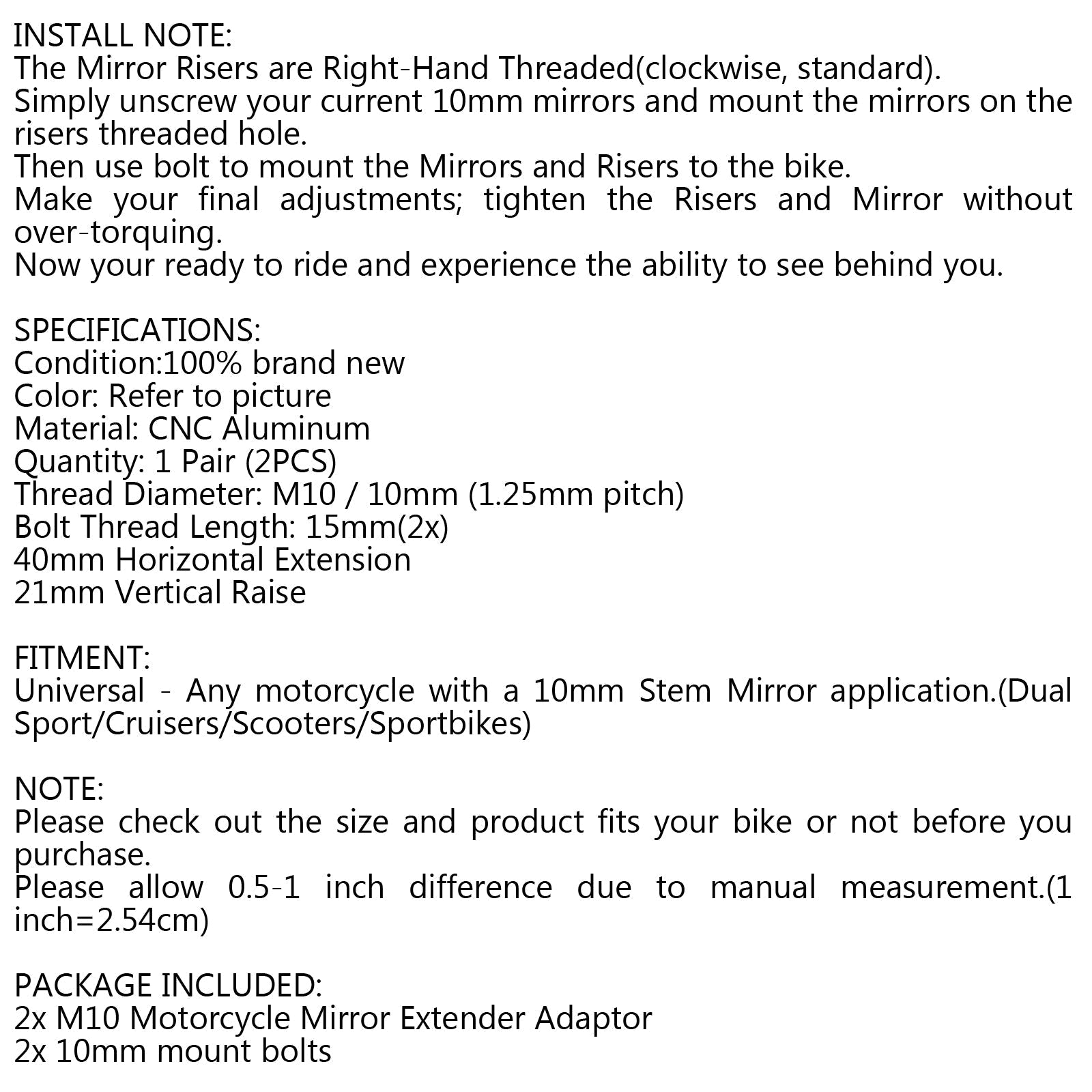 Para Honda 10 mm aluminiowe motocykl motocyklowe przedłużenia motocyklowe