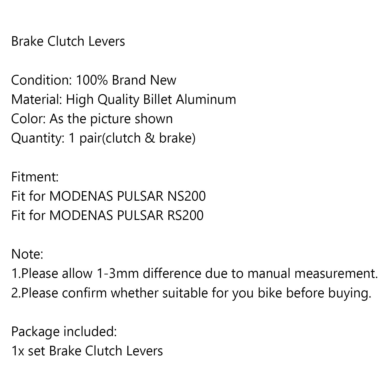 Levi in desni motocikel aluminijaste zavorne ročice za pulsar ns 200 generičnih modenas.