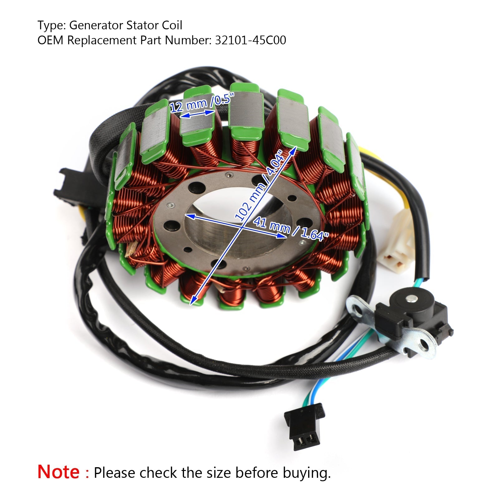 Bobine de stator de générateur 32101-45C00 pour Suzuki VS800 Intruder 800 VS800GL 1998-2009 générique