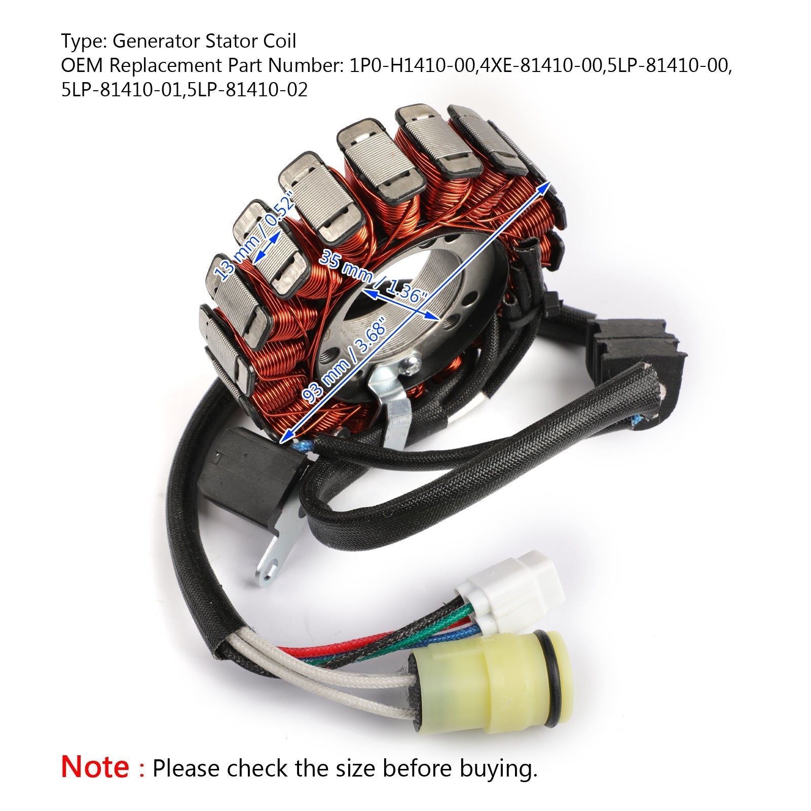 Bobine de stator de générateur magnéto pour Yamaha YFM250 01-09 YFM660 01-05 1P0-H1410-00 générique