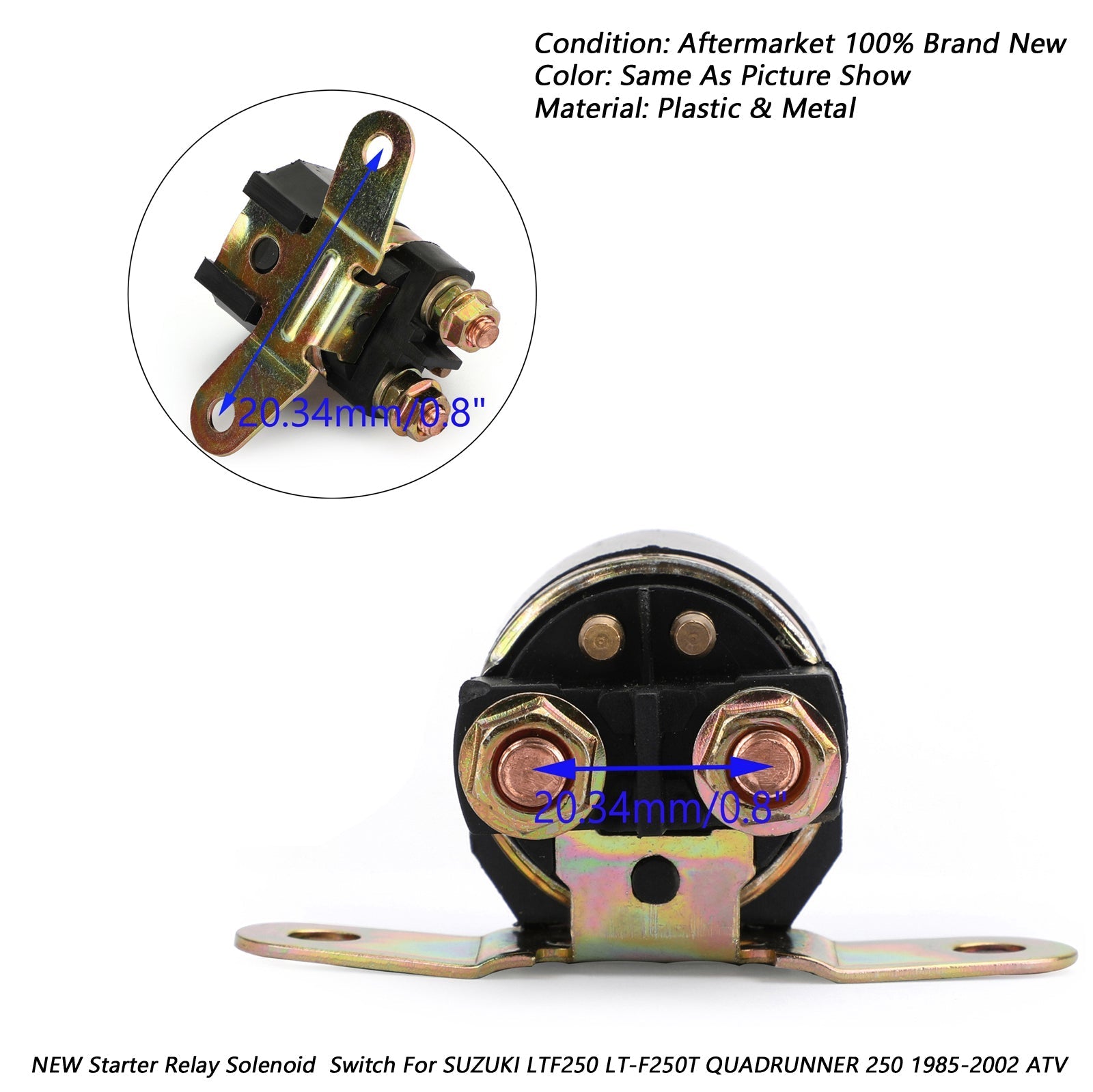 Startsolenoïde relais compatibel met Suzuki LTF250 LT-F250T Quadrunner 250 1985-2002 ATV Generic
