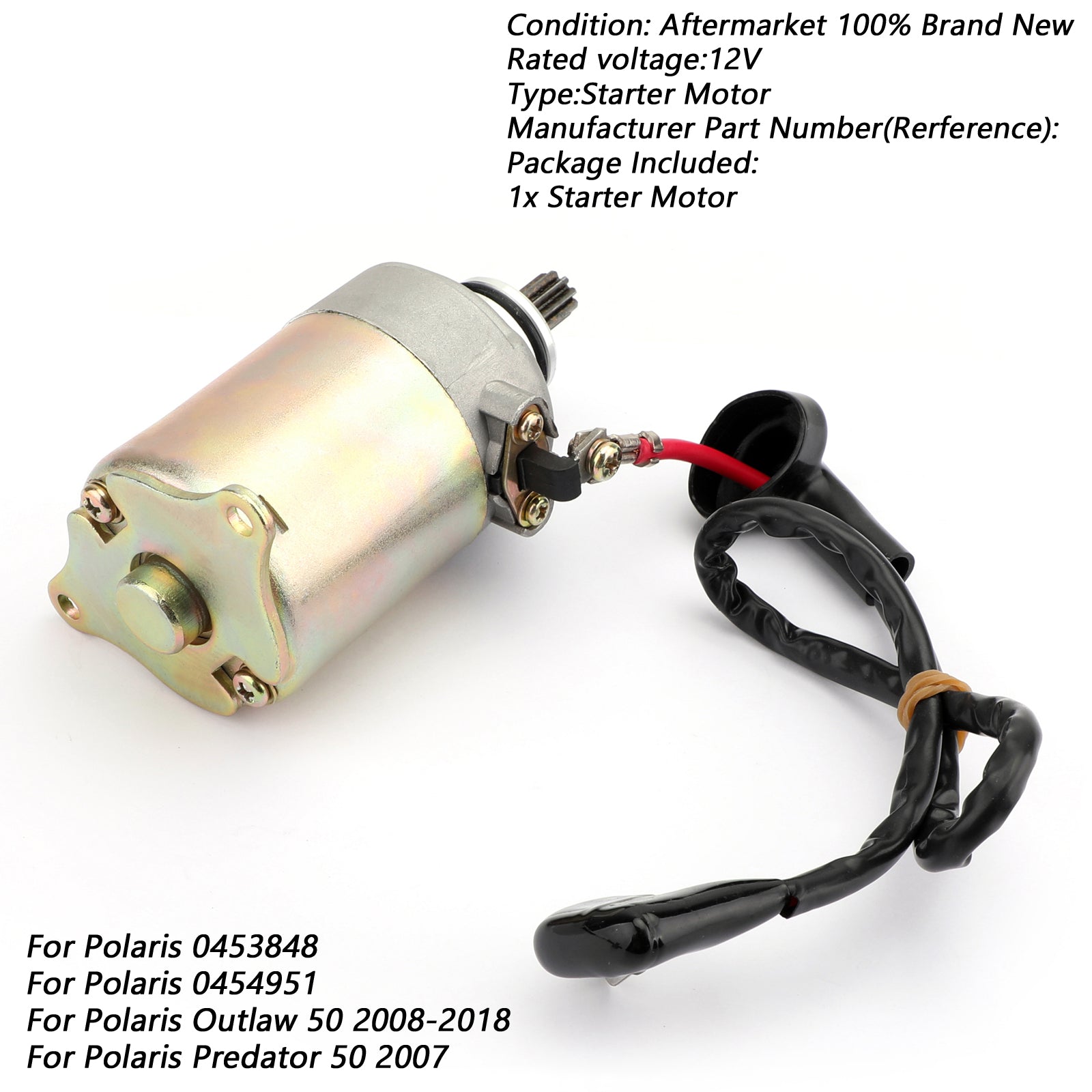 Arrancador eléctrico con cable para Polaris RZR 170 UTV 2009-17 0454488 0454945 Genérico