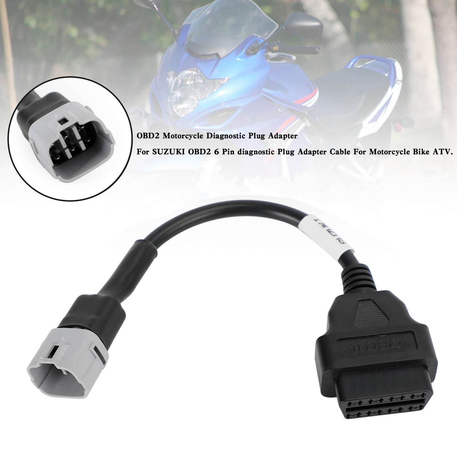 Adattatore presa diagnostica OBD2 a 6 pin per cavo ATV per scooter moto SUZUKI