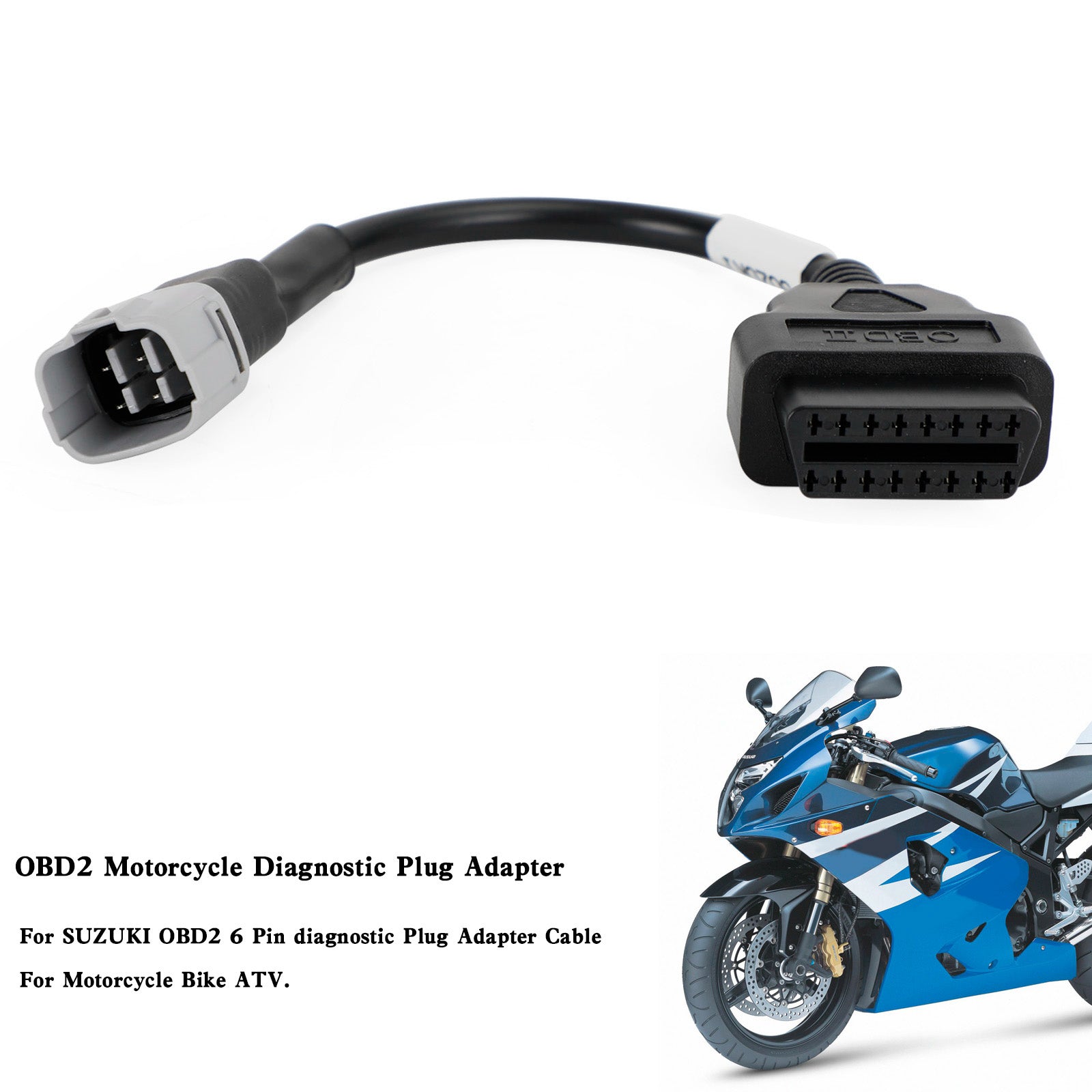 Adattatore presa diagnostica OBD2 a 6 pin per cavo ATV per scooter moto SUZUKI