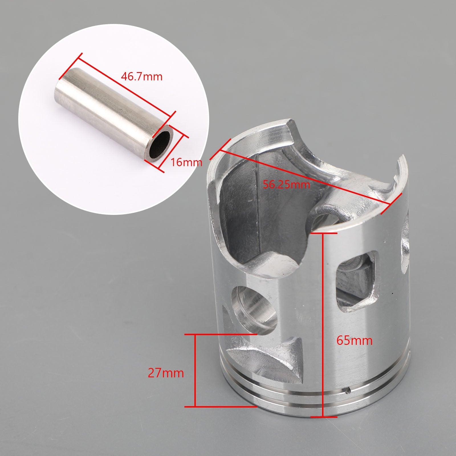 Juego de segmentos de pistón del eje del pistón. 25/+. 50 orificio adecuado para Yamaha DT125 MX 1986-1991 DT 125 E/F/G/H 1978-1981 Generic