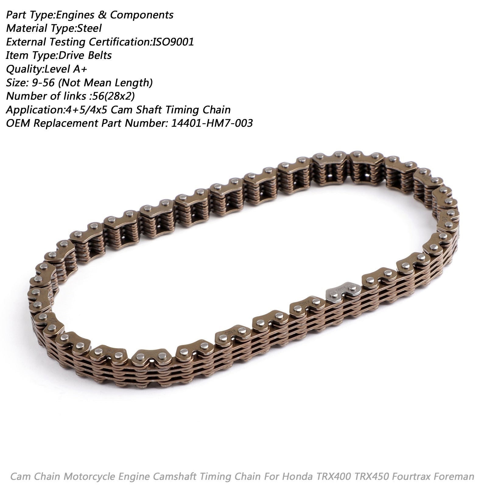 Chaîne de came de distribution 56 maillons pour Honda TRX400 TRX450 Fourtrax Foreman 14401-HM7-003 générique
