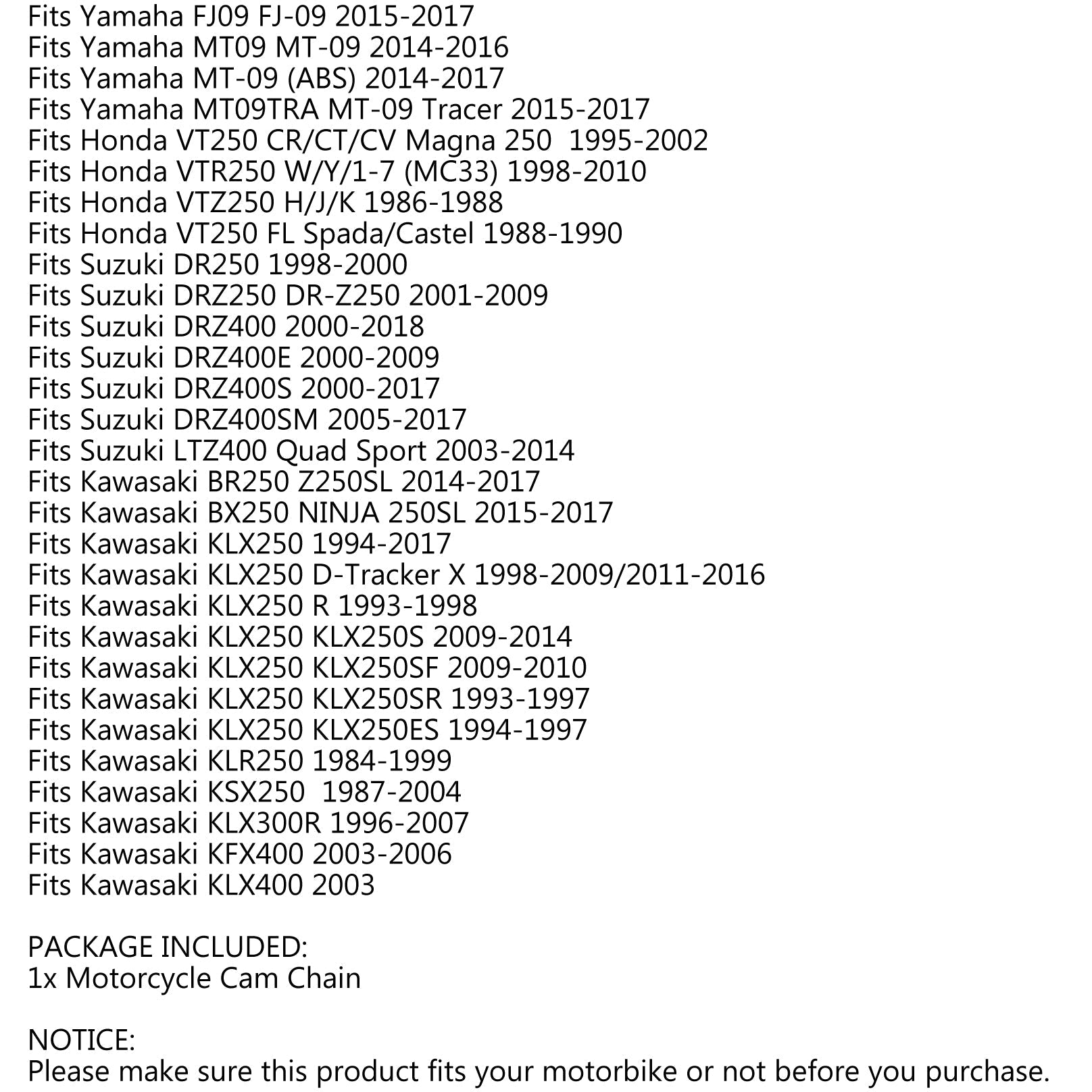 Chaîne de came de distribution 128L KMC pour Suzuki Quadsport Z400 LTZ400/Z DR-Z400 /E/S/SM générique