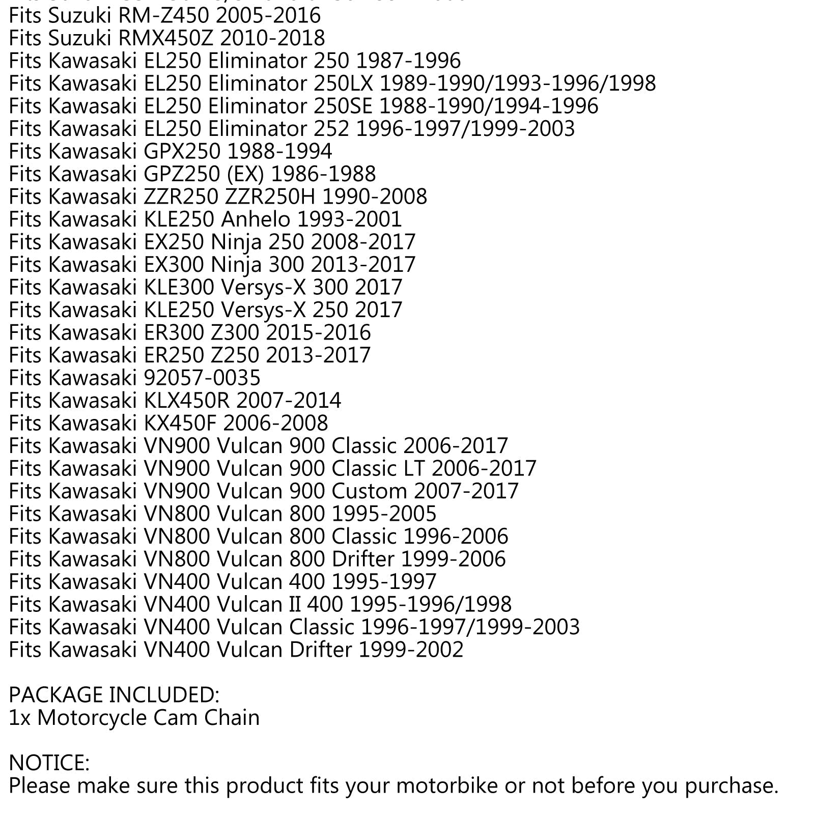 Chaîne de came de distribution 124L pour Suzuki RM-Z450 RMX450Z RM-Z450 05-2018 12760-35G00 générique