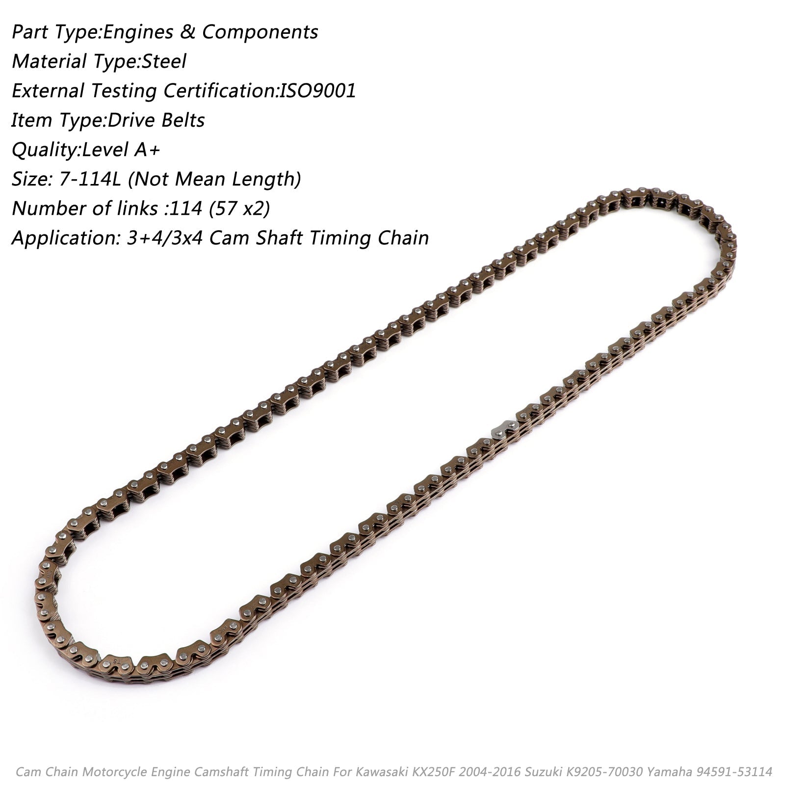 Distributie CAM-keten voor Kawasaki KX250F KX 250F 04-16 92057-0030 YAMAHA 94591-53114 Generiek