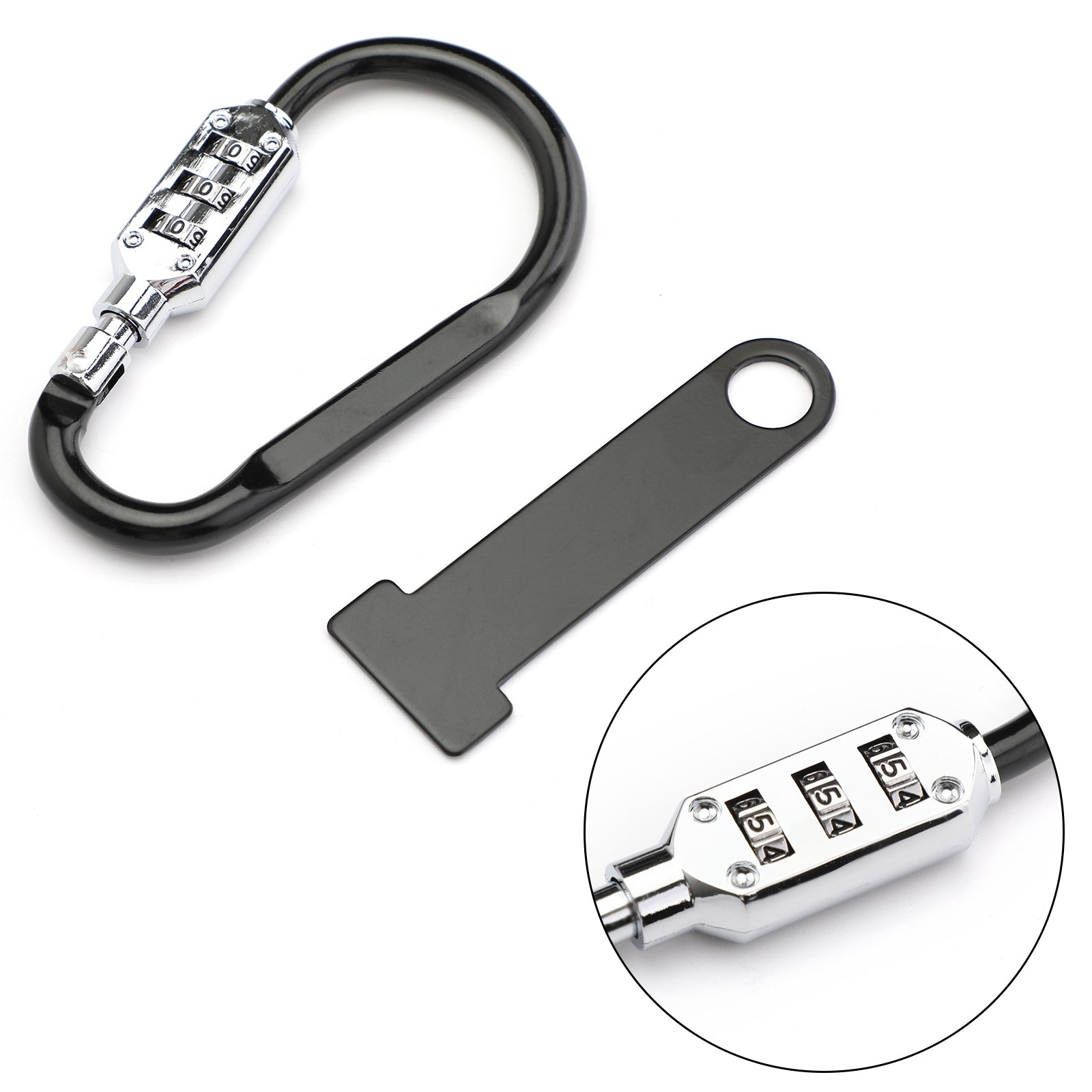 Candado para casco de motocicleta + barra en T que se adapta a manillares universales genéricos de hasta 1 1/2