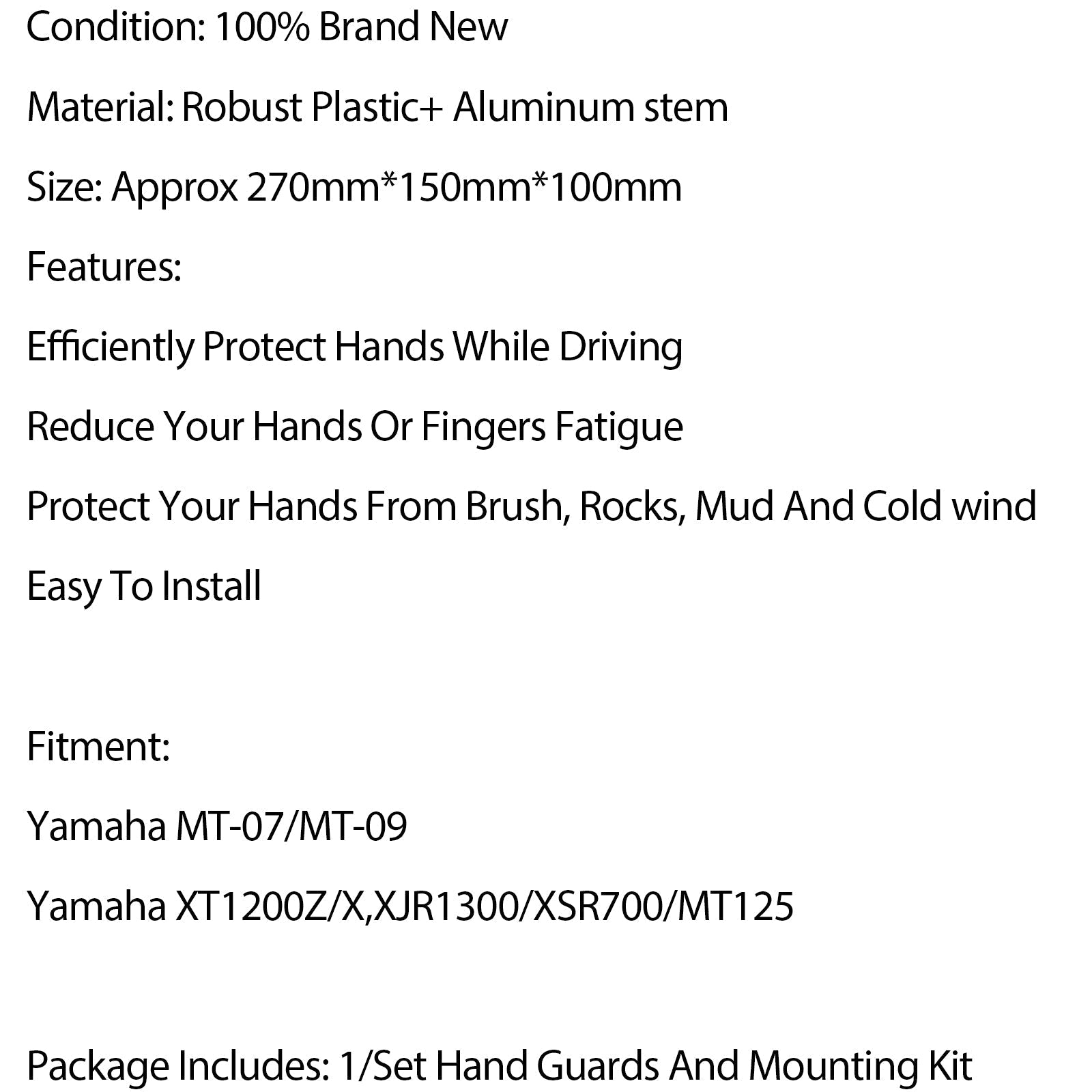 Kit protettivo protettivo con spoiler per Yamaha MT-07/MT-09 XJR1300/MT125 GENERIC