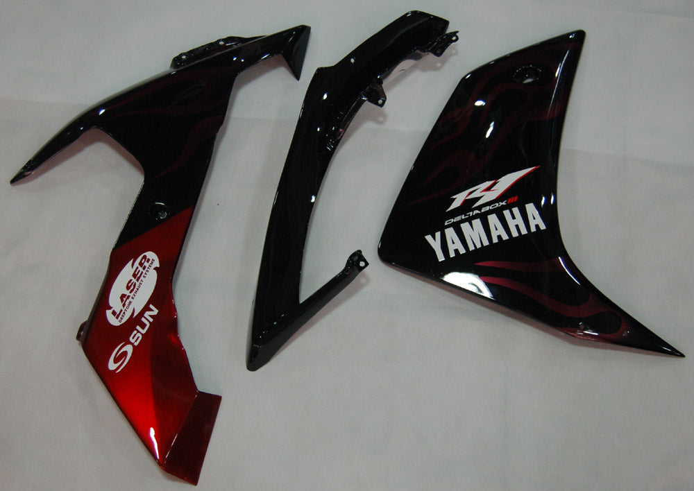 Amotopart stroomlijnkappen 2007-2008 Yamaha YZF-R1 zwart en rood gevlamd R1 generiek
