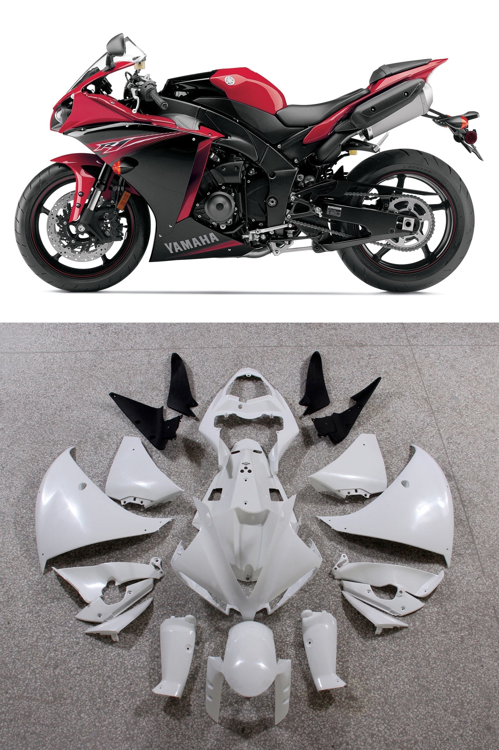 Plastikowe owiewki Amotopart 2012-2014 Yamaha YZF R1 Czerwone Czarne R1 Ogólne