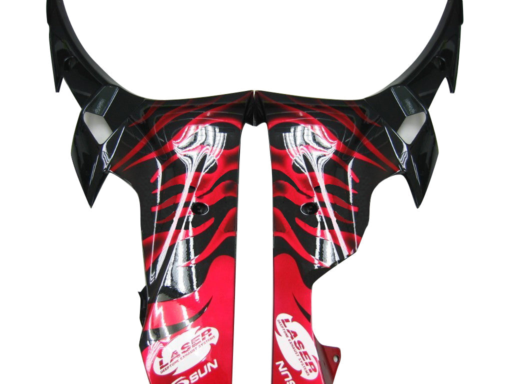 Amotopart stroomlijnkappen 2006-2007 Yamaha YZF-R6 zwart en rood gevlamd R6 generiek